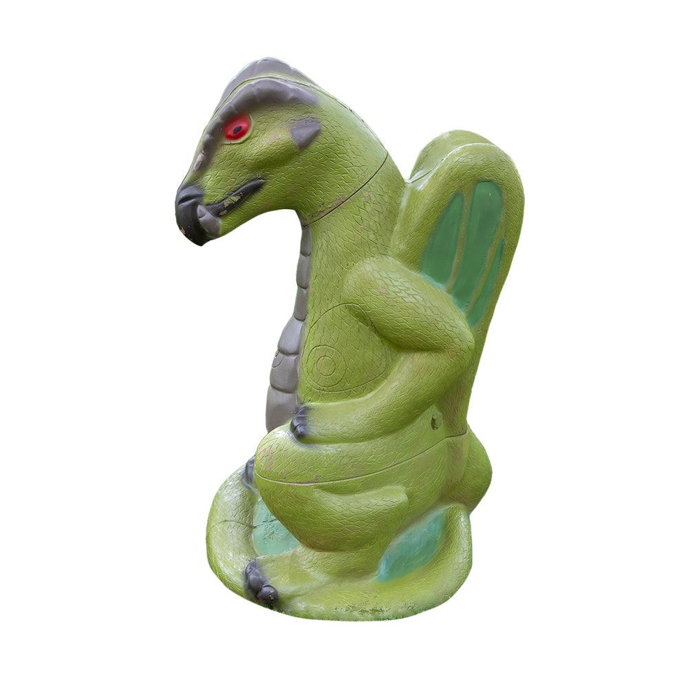 Green dinosaur playground spring rider toy on white background, side view