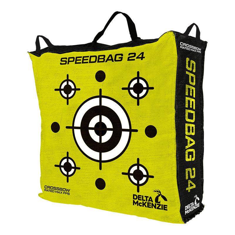 Delta McKenzie Speedbag 24 archery target bag with yellow surface and black bullseye marks
