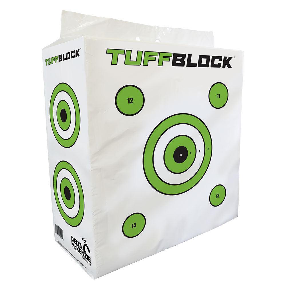 TuffBlock archery target block with green and black bullseye targets on white background