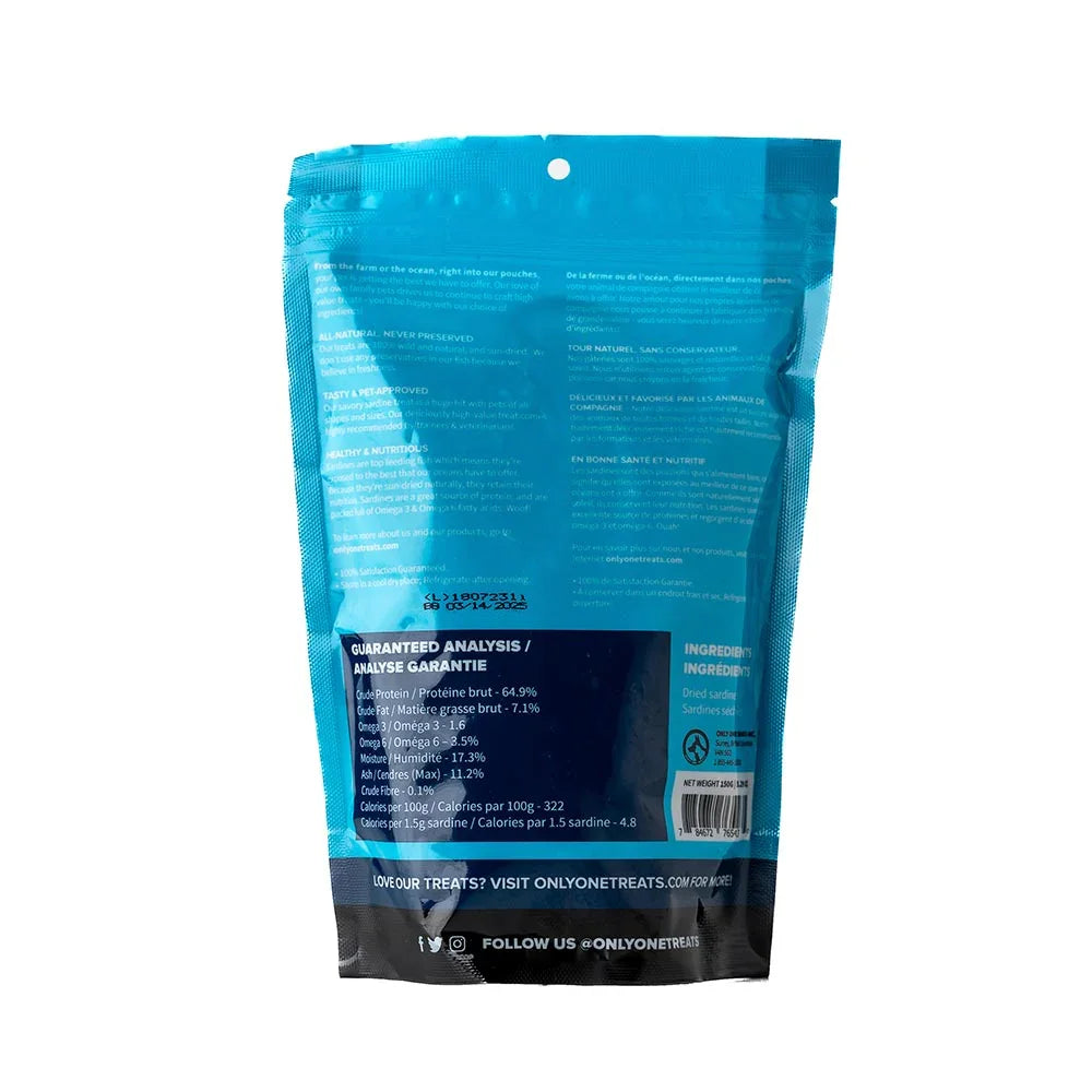 Only One Treats Dried Sardines 150g - Case of 10