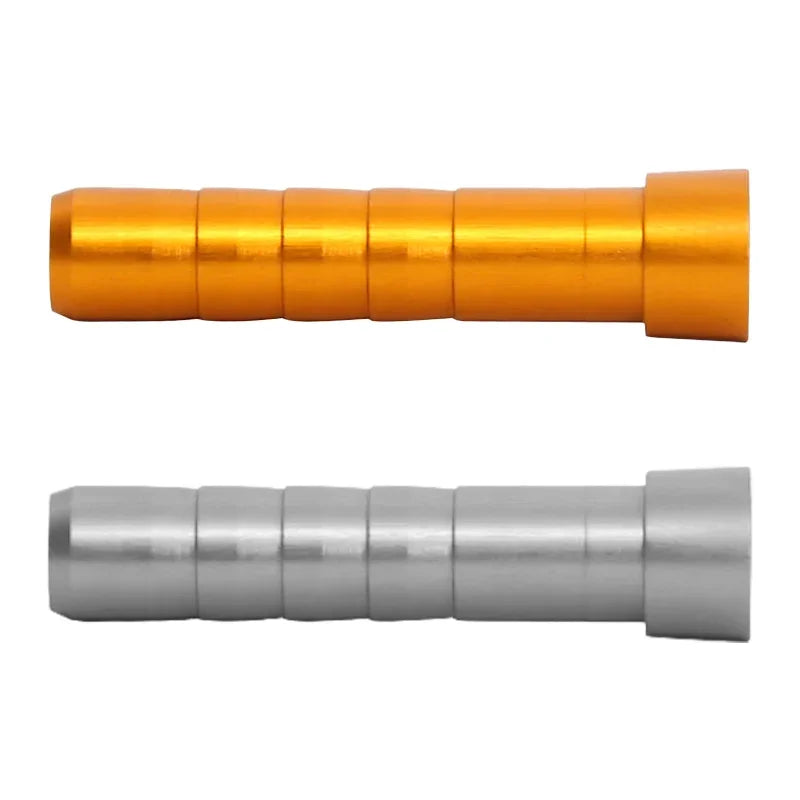 Gold and silver aluminum bar end plugs for bicycle handlebars on a white background