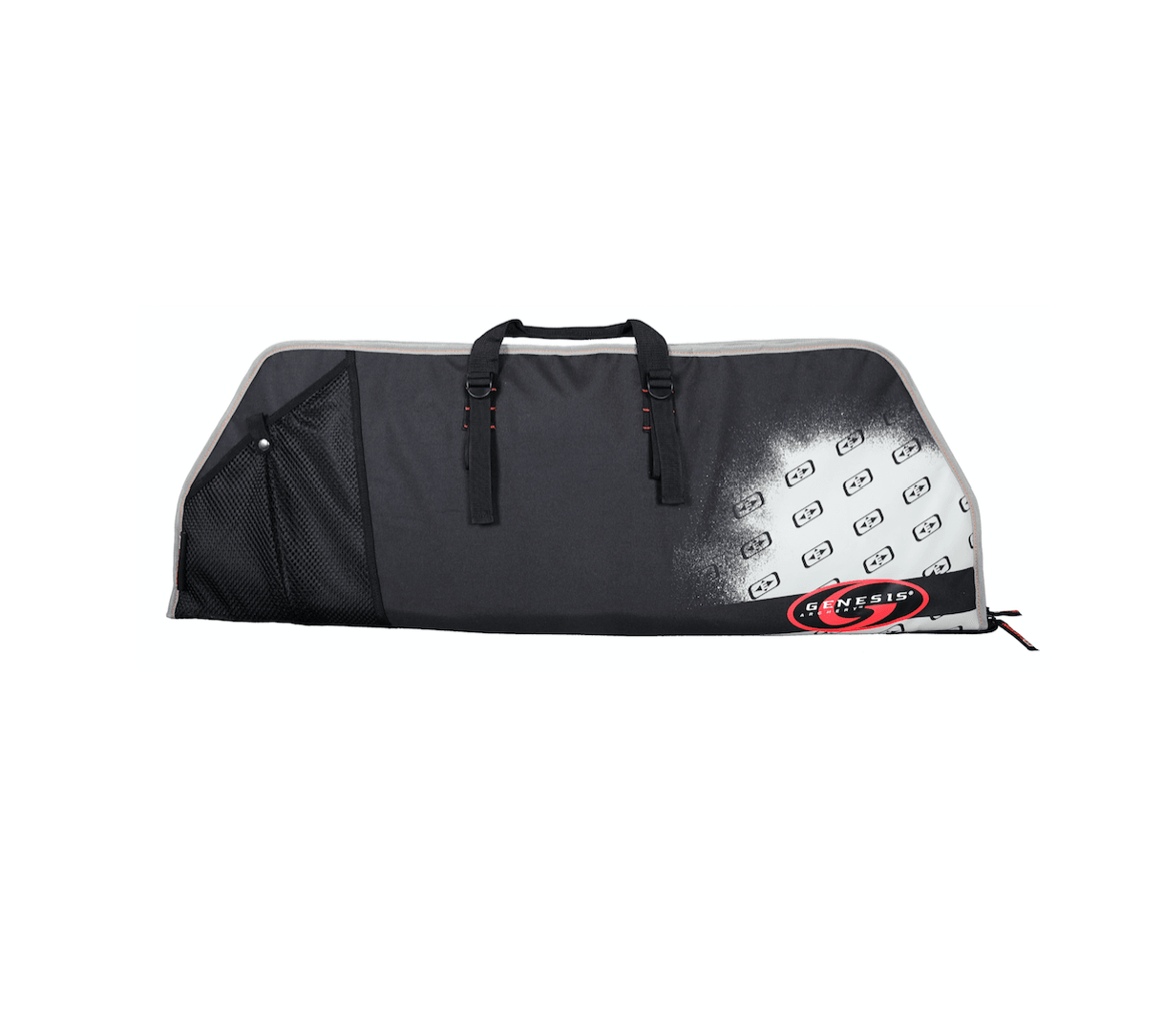 Genesis 4014 black bow case with handles and mesh pocket on white background