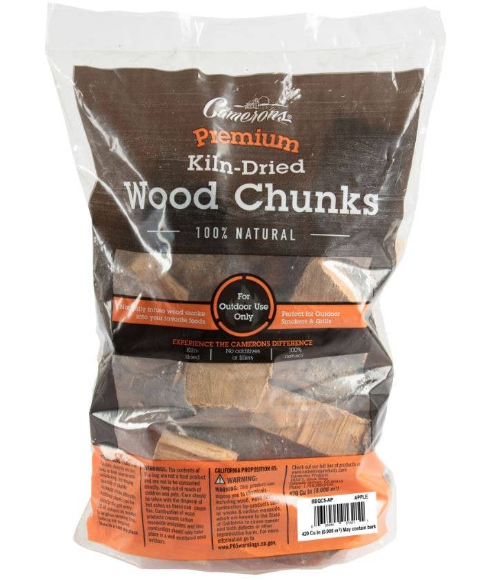 Camerons apple wood chunks for smoking pork ribs chicken seafood and BBQ grills