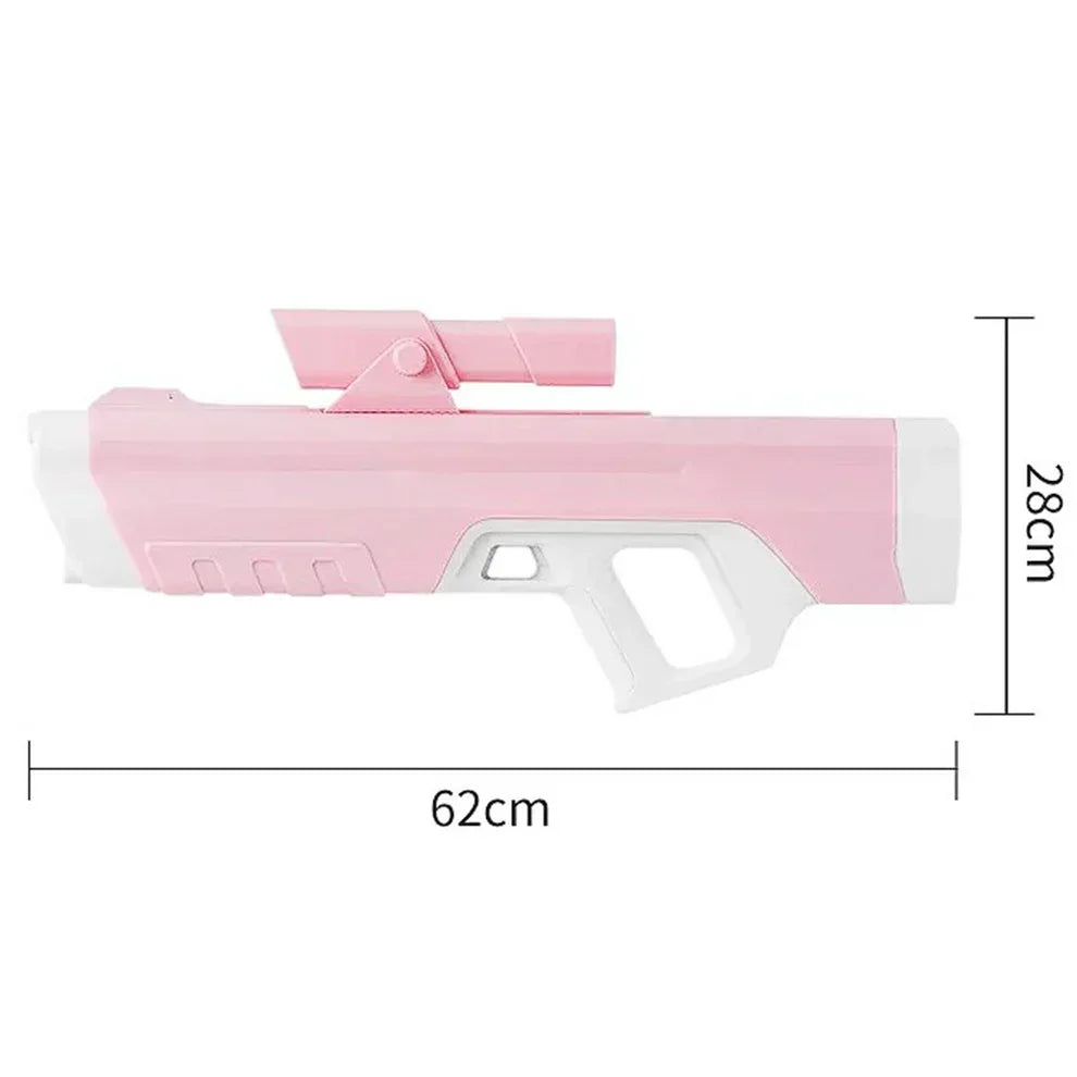 Pink and white water gun with top handle, 62cm length, 28cm height