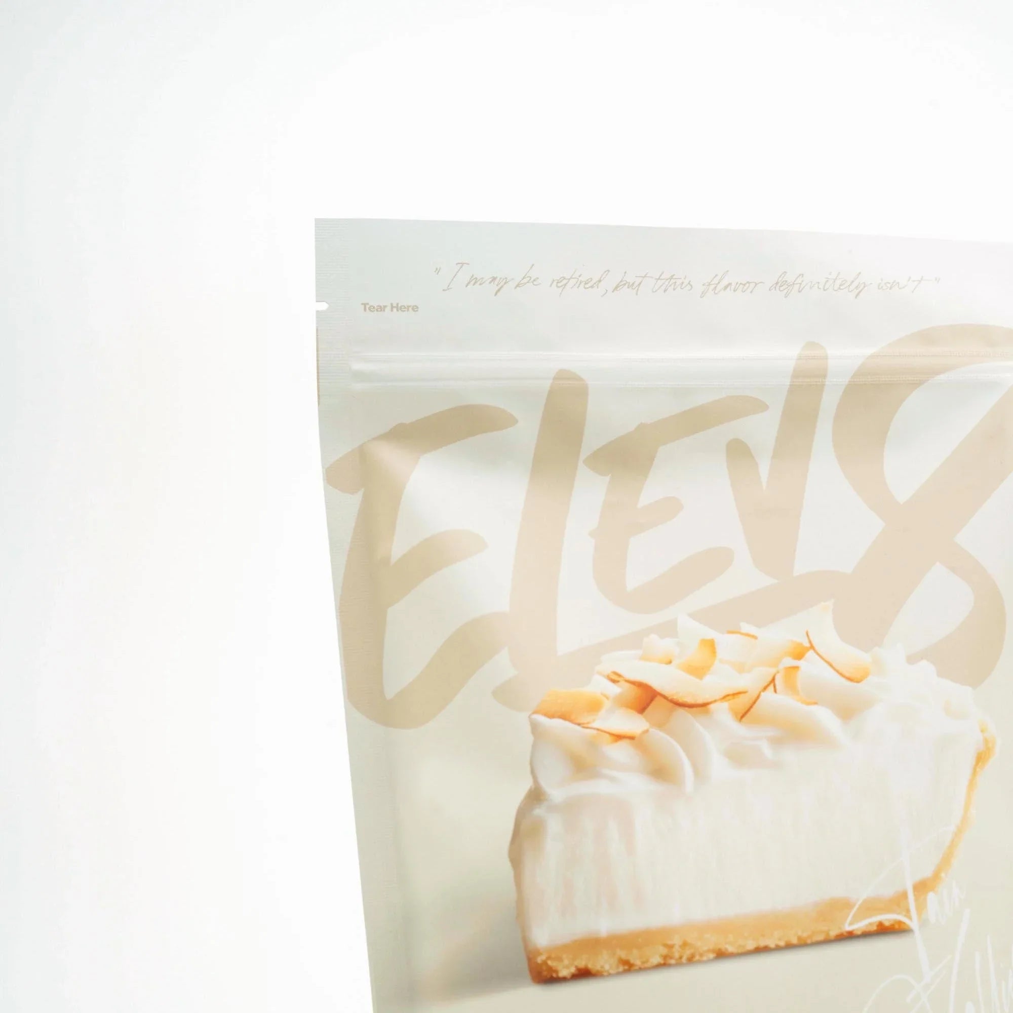 Elev8 pie packaging with coconut cream pie image on white background