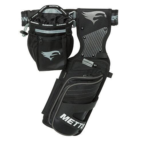 Elevation Archery Mettle field hip quiver package in black with logo and accessory pouch