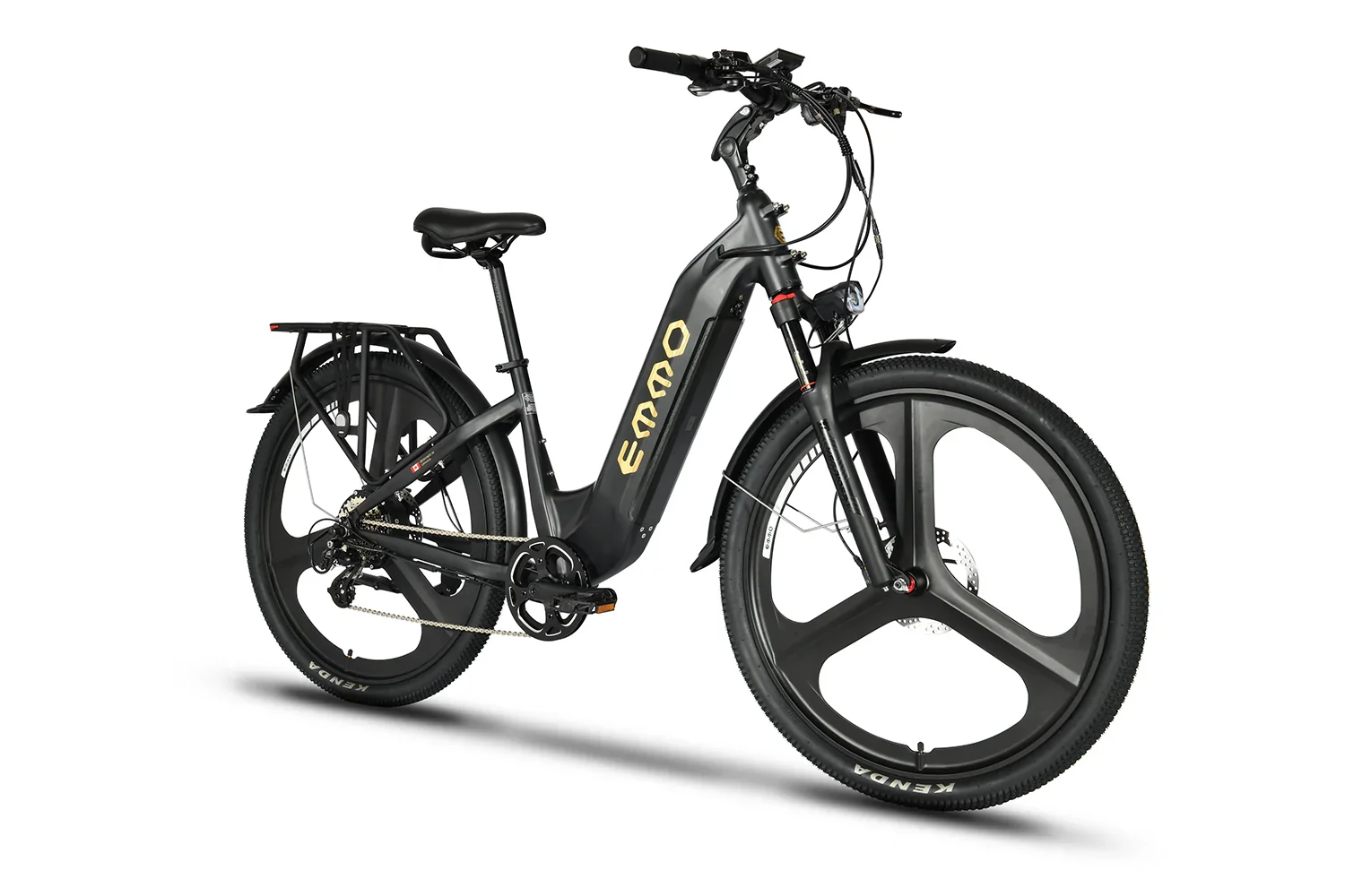 Emmo Pulse Pro electric bike midnight black with step-through frame and mag wheels
