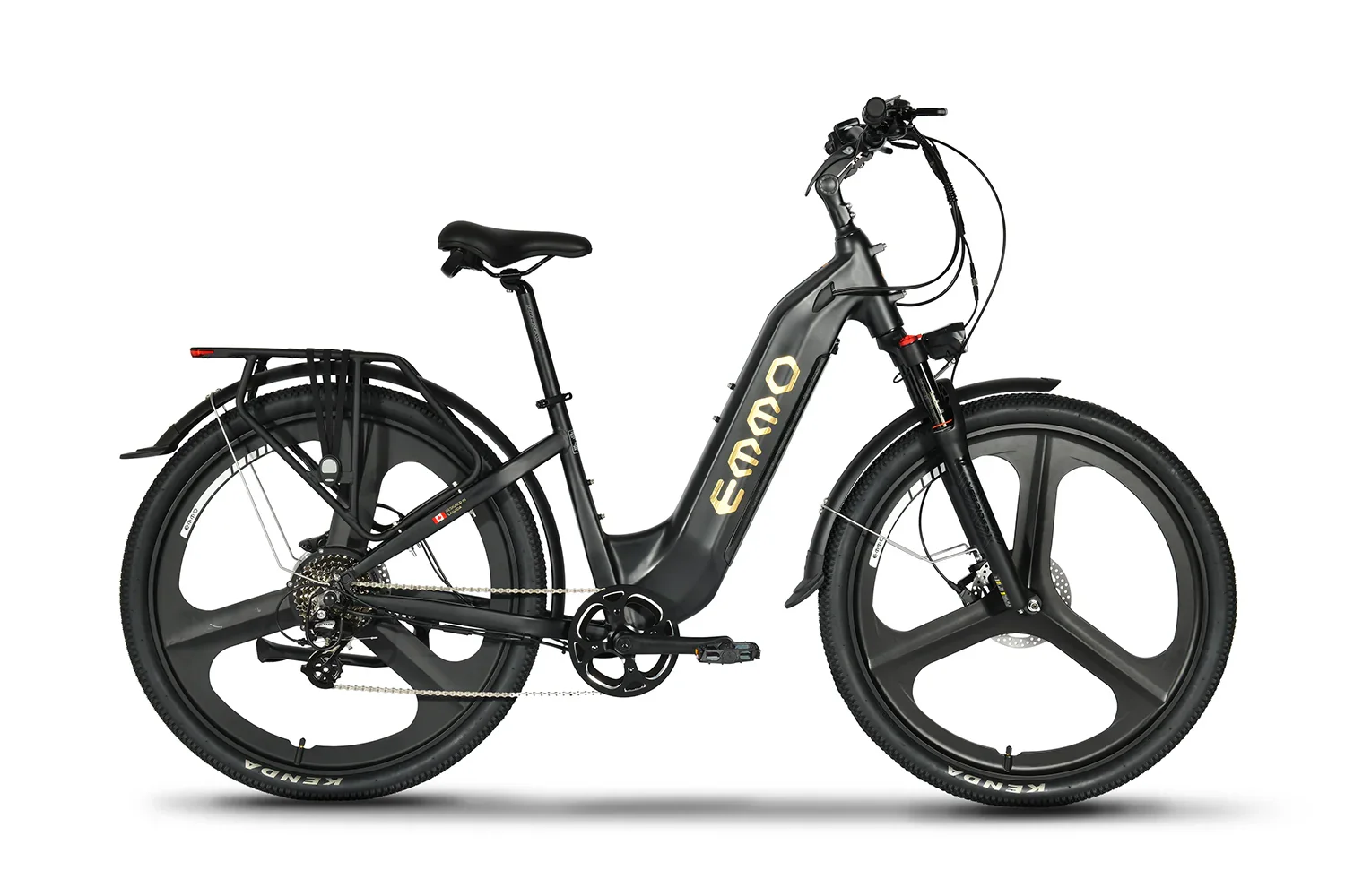 Emmo Pulse Pro electric bike midnight black with step-through frame and mag wheels