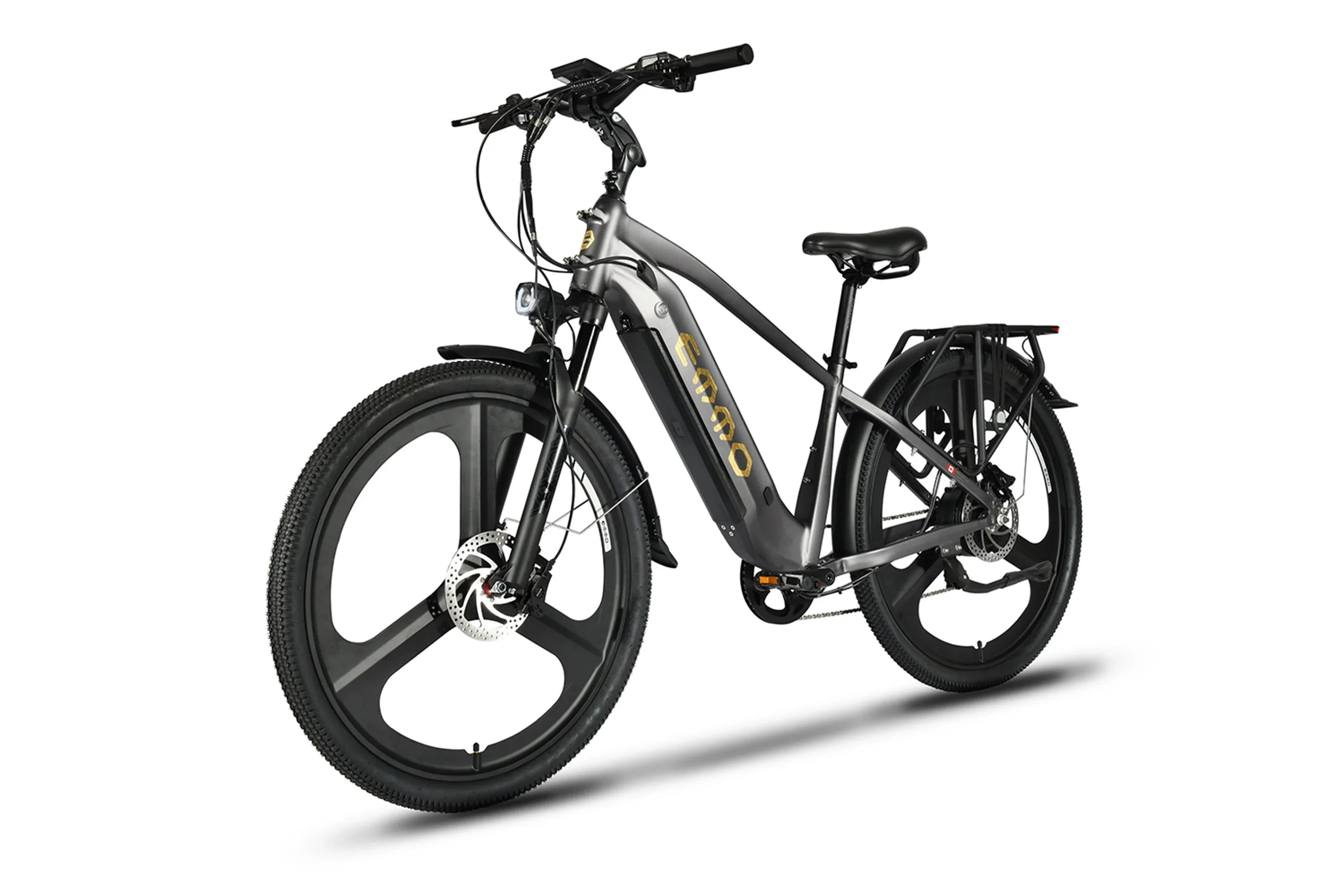 Emmo Spurt Pro affordable electric bike with black frame and mag wheels on white background