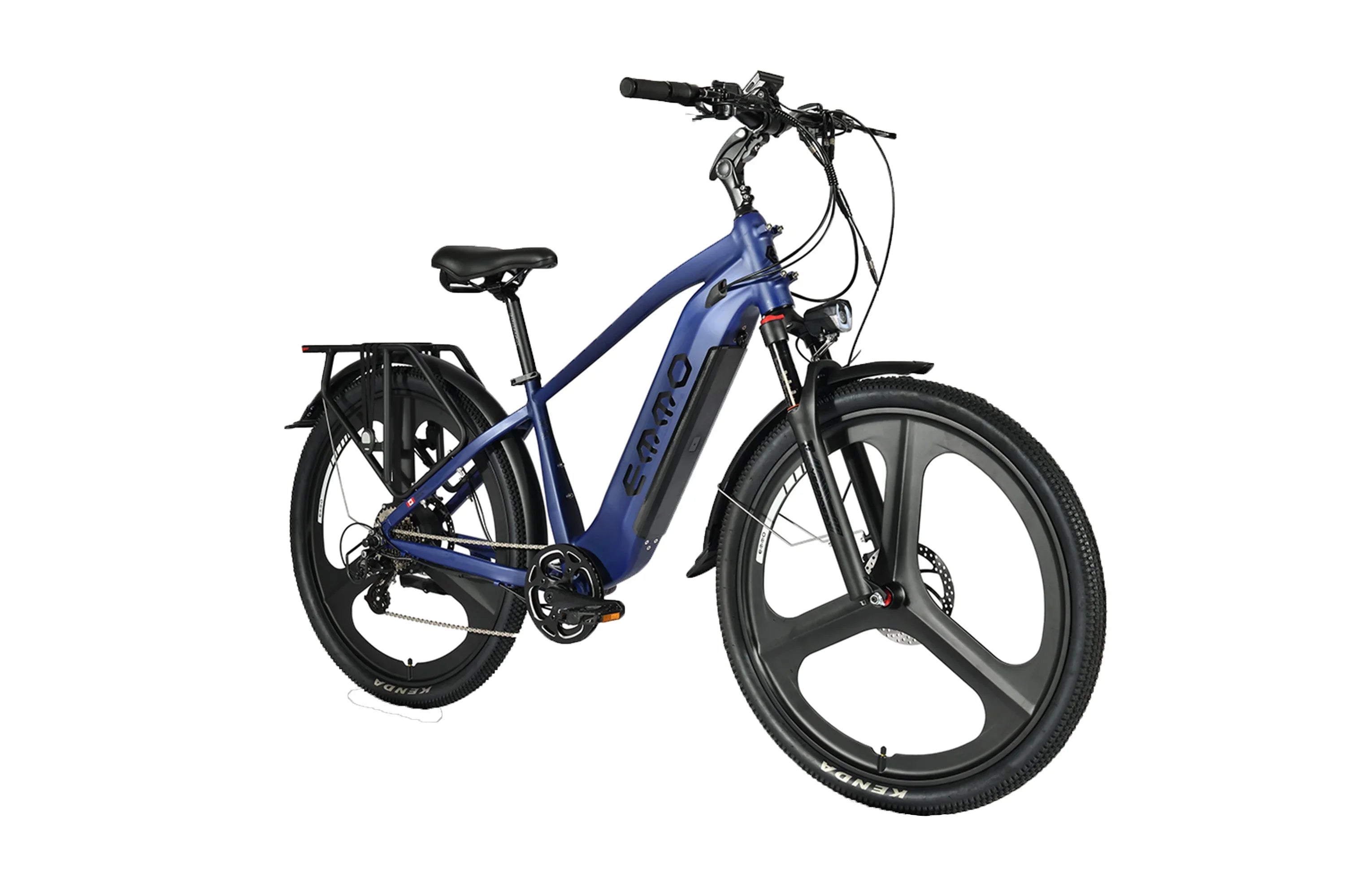 Blue Emmo Spurt Pro self-charging electric bike with modern frame and alloy wheels