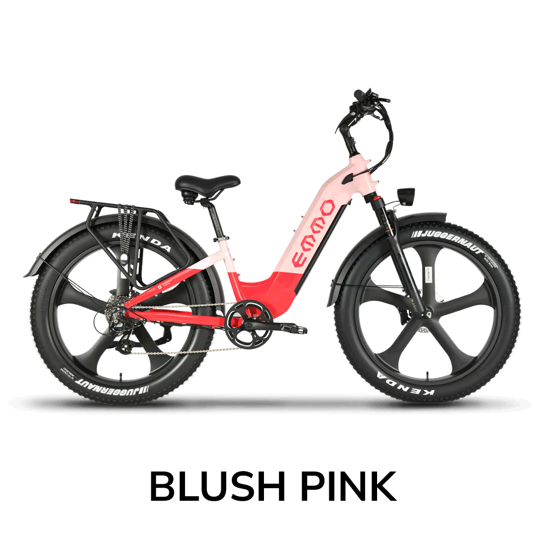 Emmo Vegar Pro step-thru fat tire electric commuter bike in various colors, side view