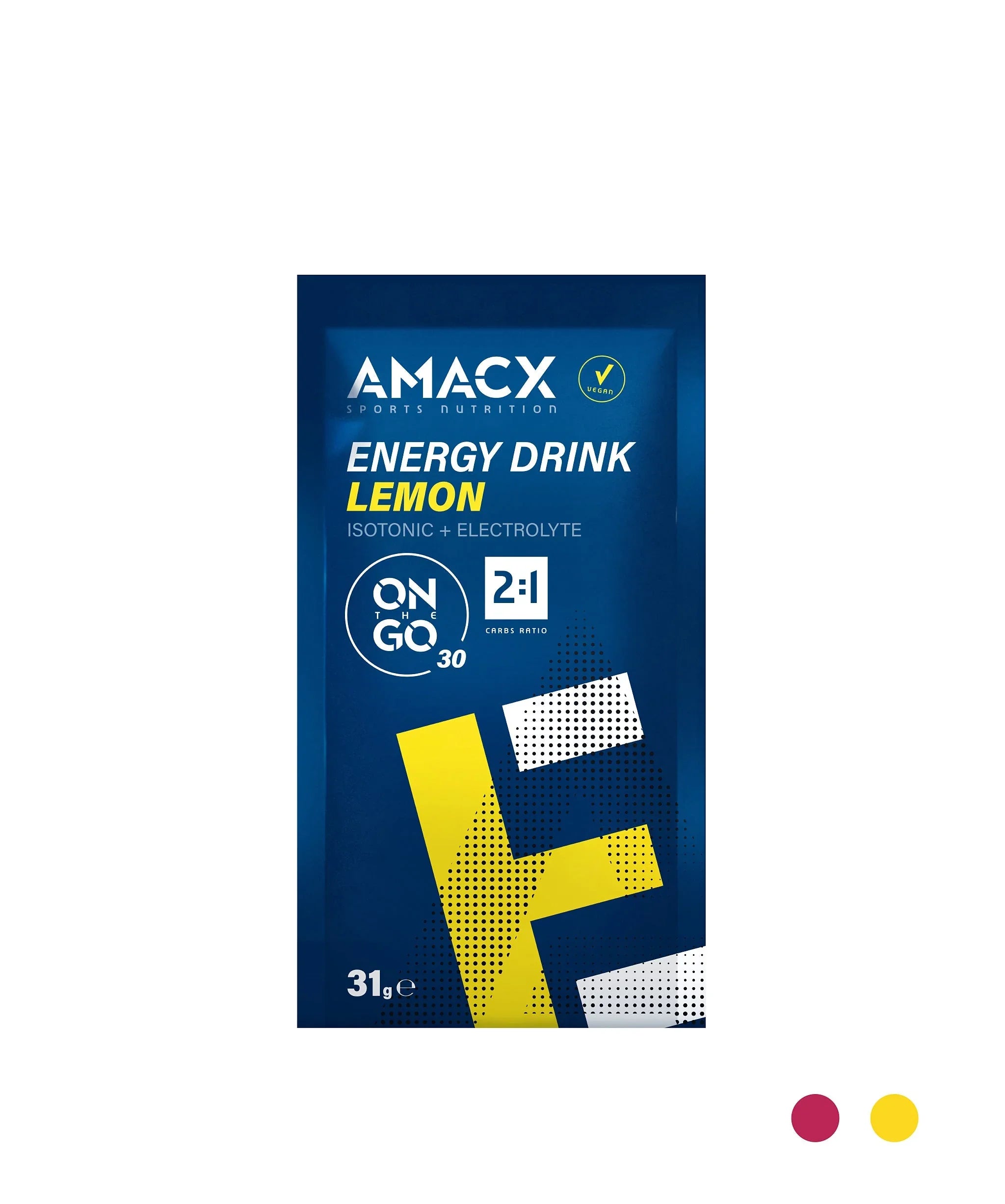 AMACX Energy Drink Lemon sachet, blue packaging, isotonic electrolyte sports nutrition