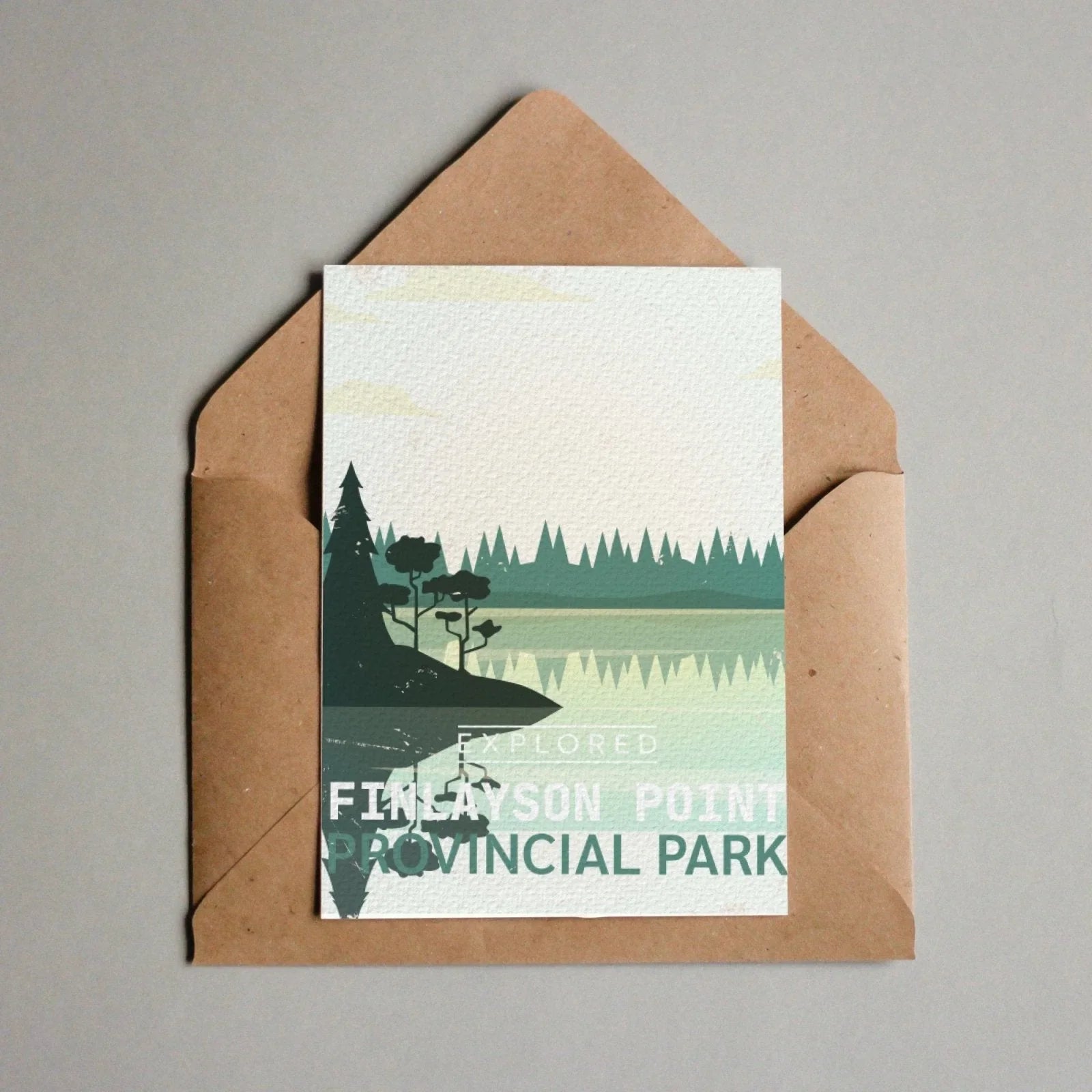 Finlayson Point Ontario Provincial Park illustrated postcard in a brown envelope