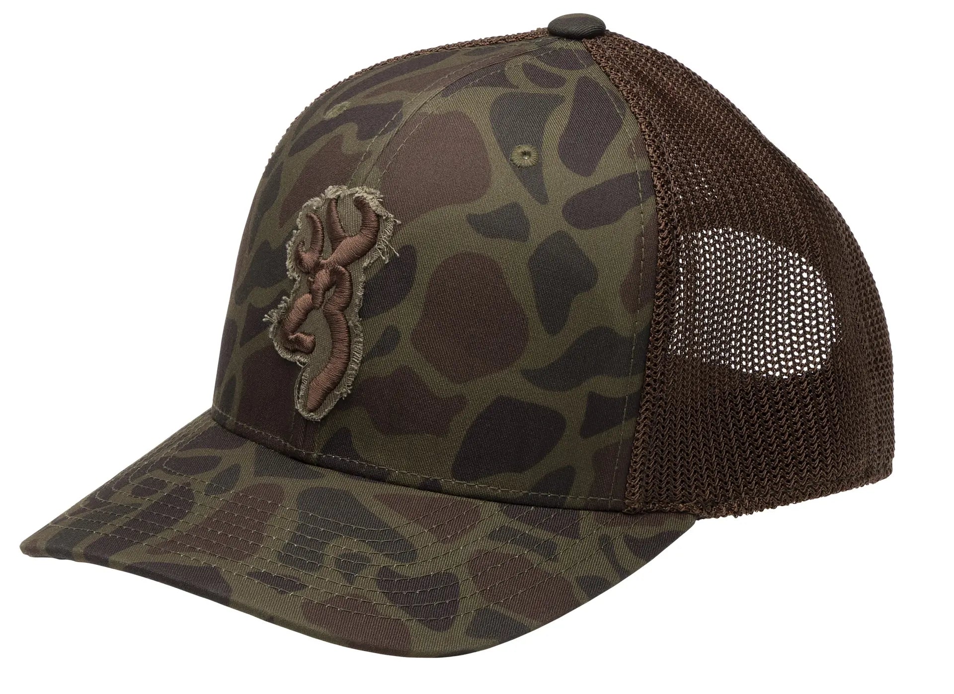 Browning Flashback Camo Cap with breathable mesh back and Flexfit 110 adjustable snapback