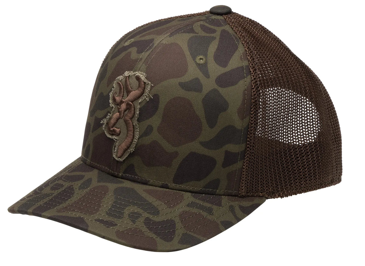 Browning Flashback Camo Cap with breathable mesh back and Flexfit 110 adjustable snapback
