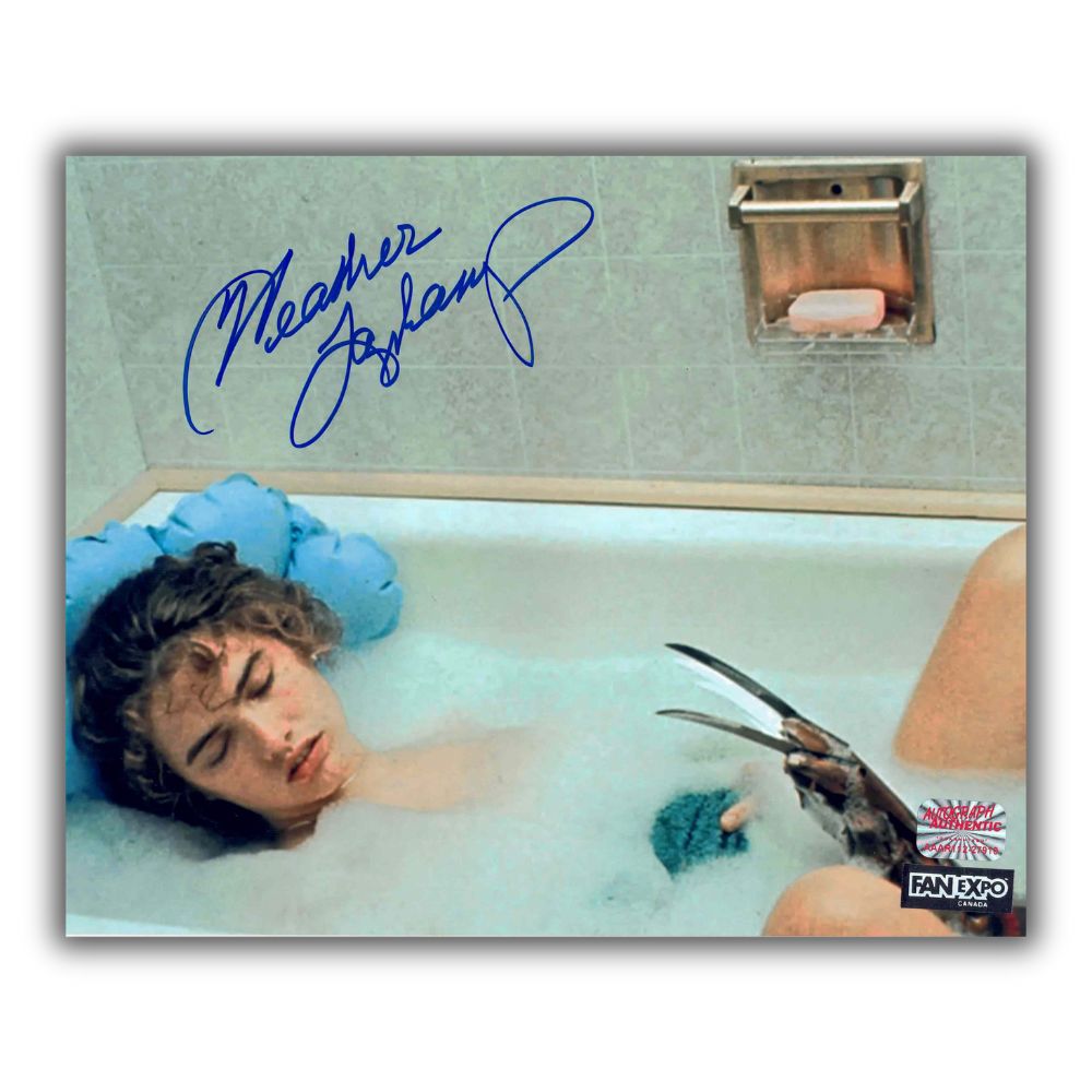 HEATHER LANGENKAMP AUTOGRAPHED 8X10 HORROR FILM PHOTOGRAPH HAND SIGNED NIGHTMARE STREET SCENE IMAGE