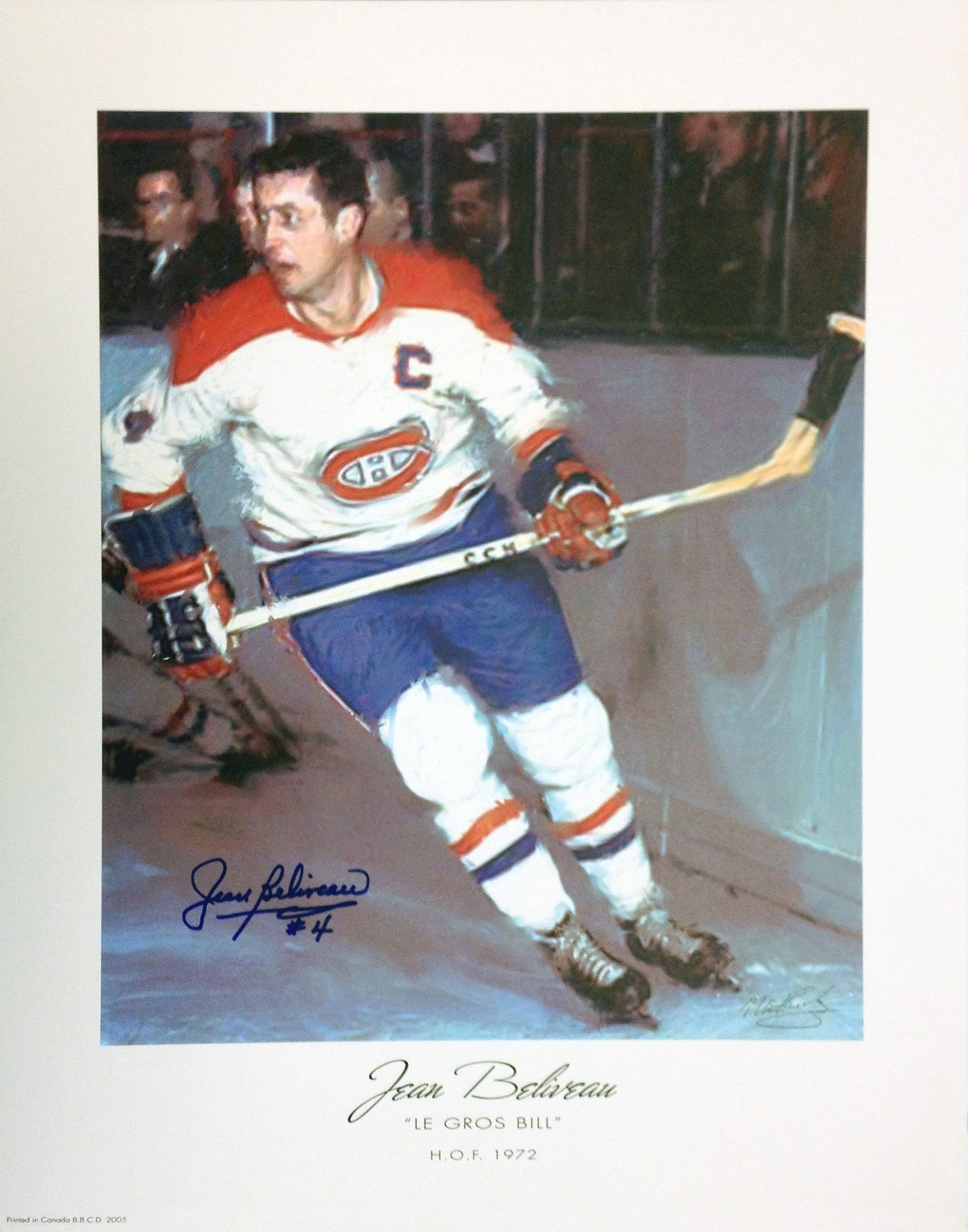 AUTOGRAPHED JEAN BELIVEAU LITHOGRAPH - MONTREAL CANADIENS (17' BY 14')