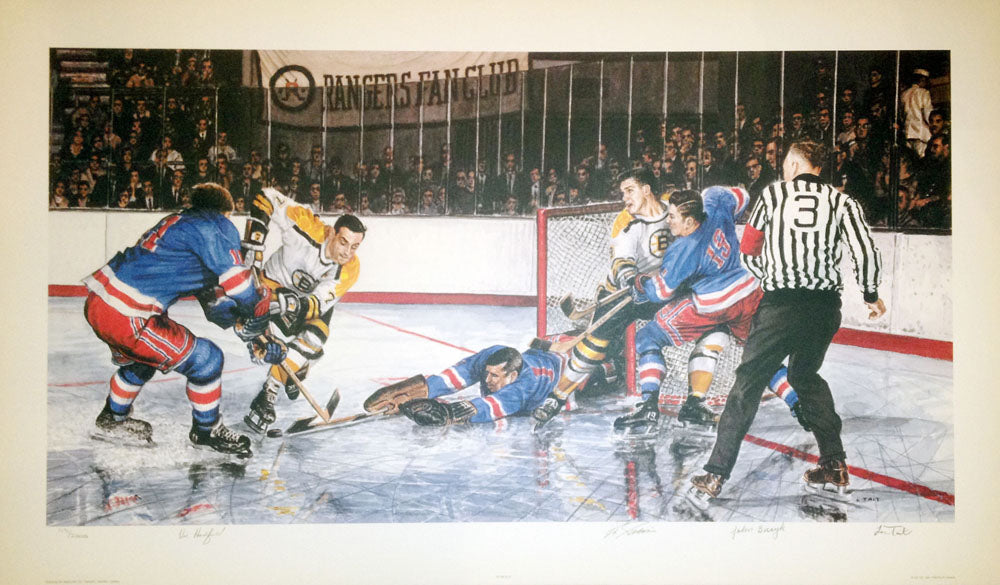 SIGNED IN THE SLOT, VIC HADFIELD, ED GIACOMIN & JOHN BUCYK  - LITHOGRAPH 33'X19'