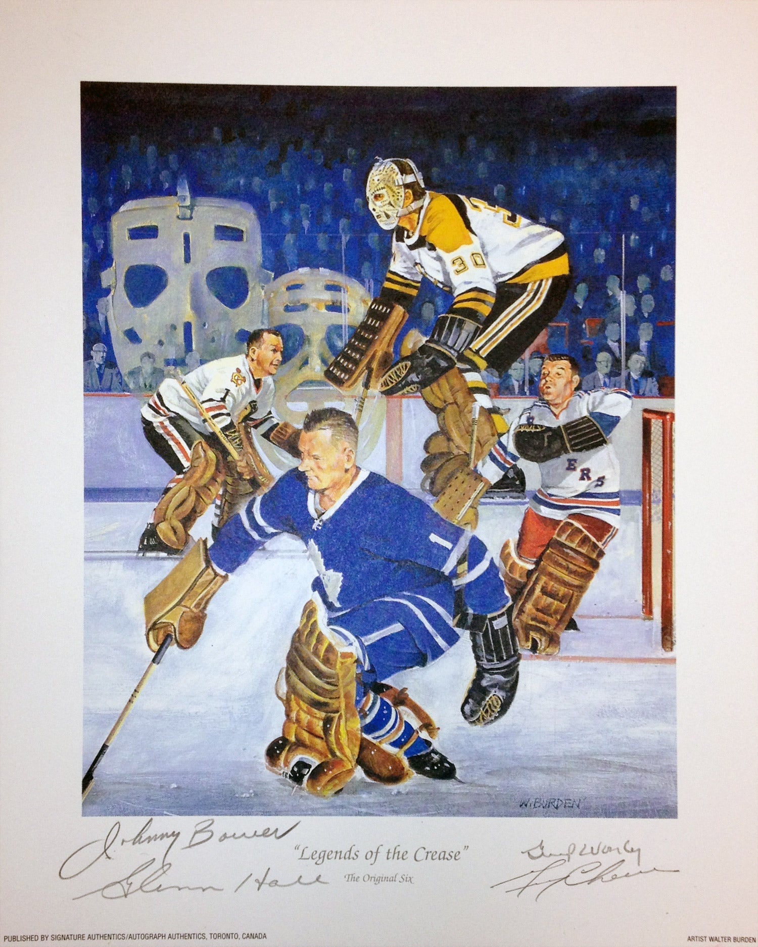 LEGENDS OF THE CREASE LITHOGRAPH - 4 AUTOGRAPHS (11' BY 9')