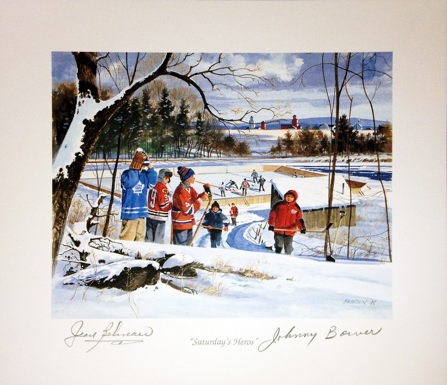 SATURDAY'S HEROES - SIGNED BY JEAN BELIVEAU AND JOHNNY BOWER (8.5' BY 8')