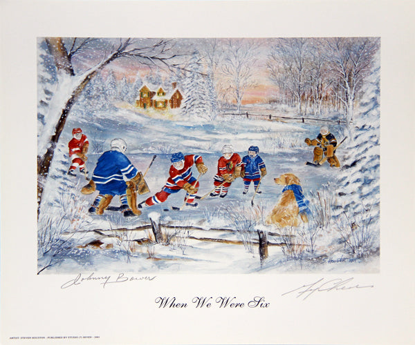 WHEN WE WERE SIX, JOHNNY BOWER & GERRY CHEEVERS - LEAFS, BRUINS 11.5'X10.25'