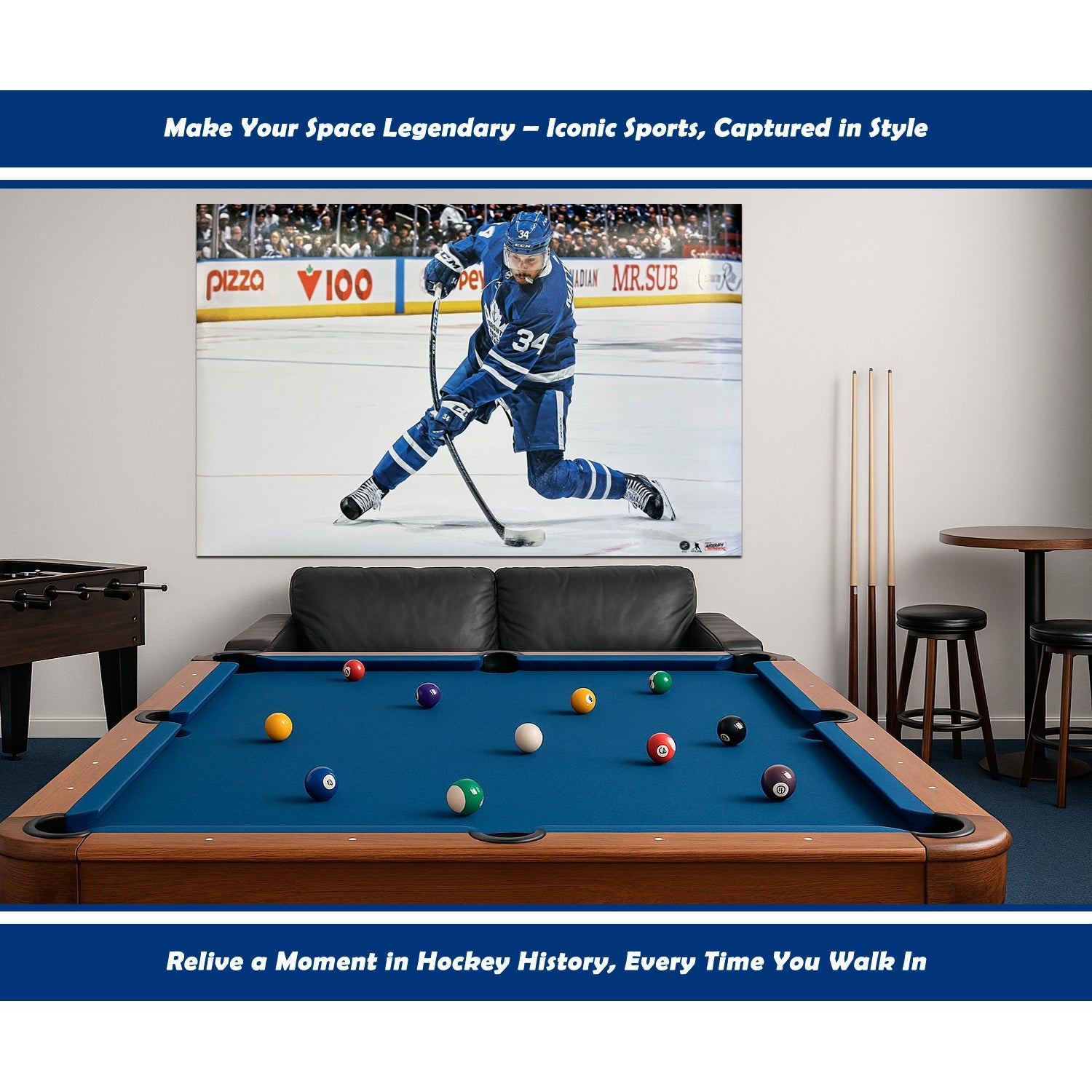 AUSTON MATTHEWS SLAPSHOT POSTER PRINT - TORONTO MAPLE LEAFS 34' BY 22'