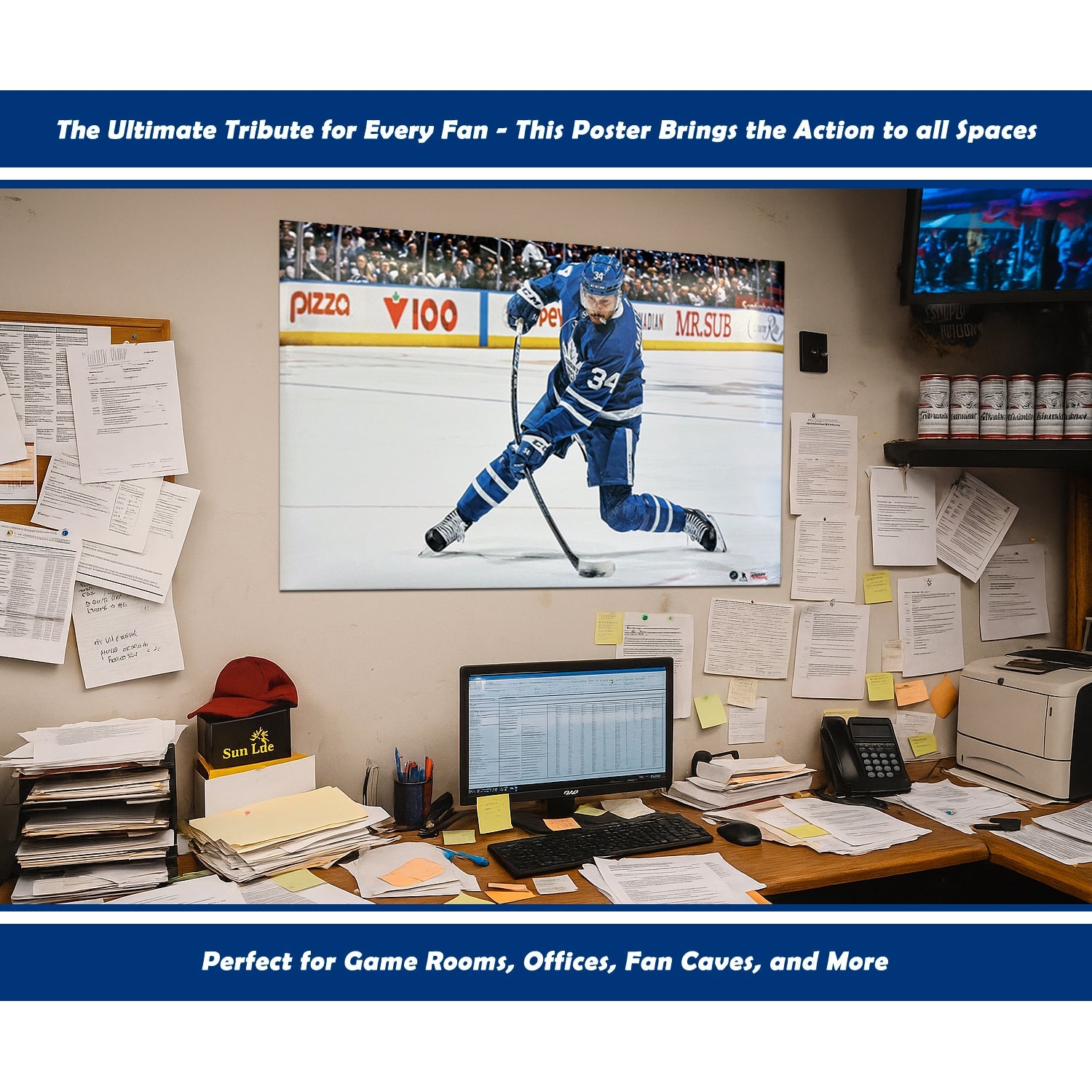AUSTON MATTHEWS SLAPSHOT POSTER PRINT - TORONTO MAPLE LEAFS 34" BY 22"