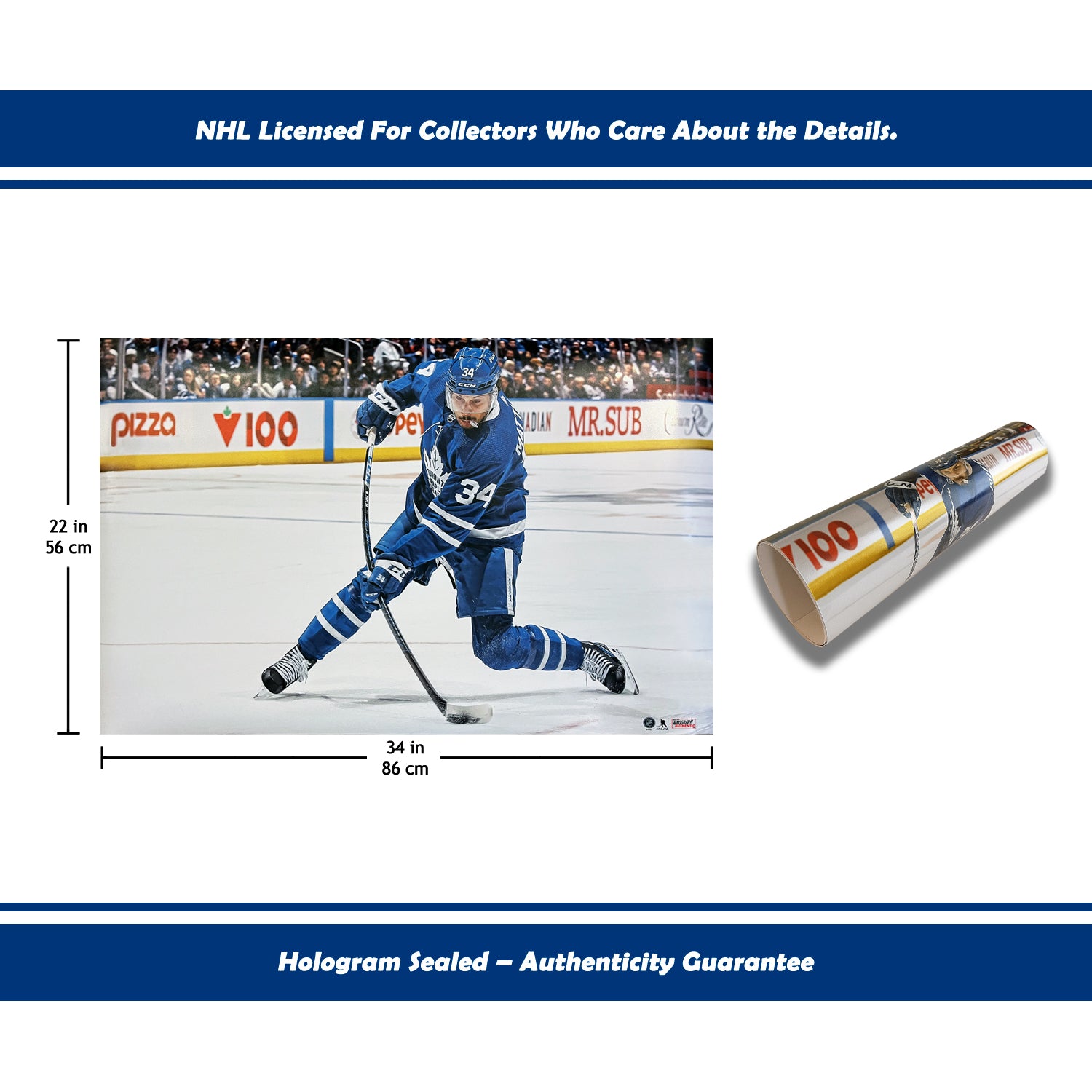 AUSTON MATTHEWS SLAPSHOT POSTER PRINT - TORONTO MAPLE LEAFS 34' BY 22' - Image 4