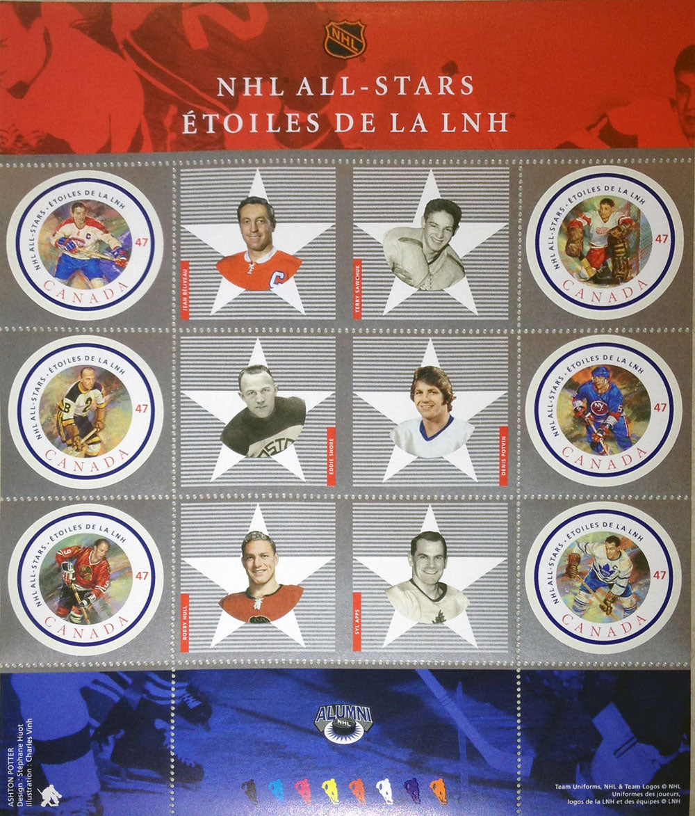 CANADA POST 2001 NHL ALUMNI ALL-STAR STAMP SET (8' BY 6.5') - Image 2