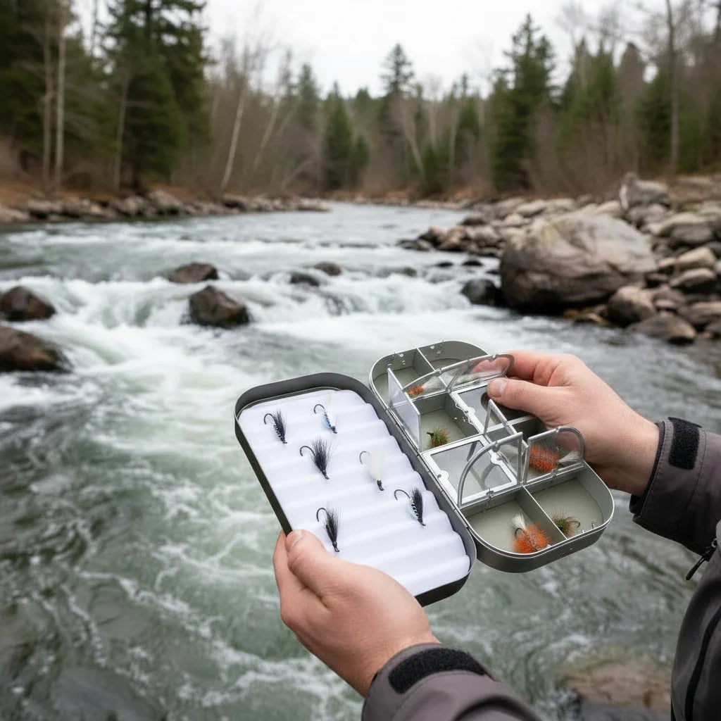 Fly Fishing Kit, Atlantic Salmon Flies, Mixed Selection, with Aluminum Flybox + Engraved Image