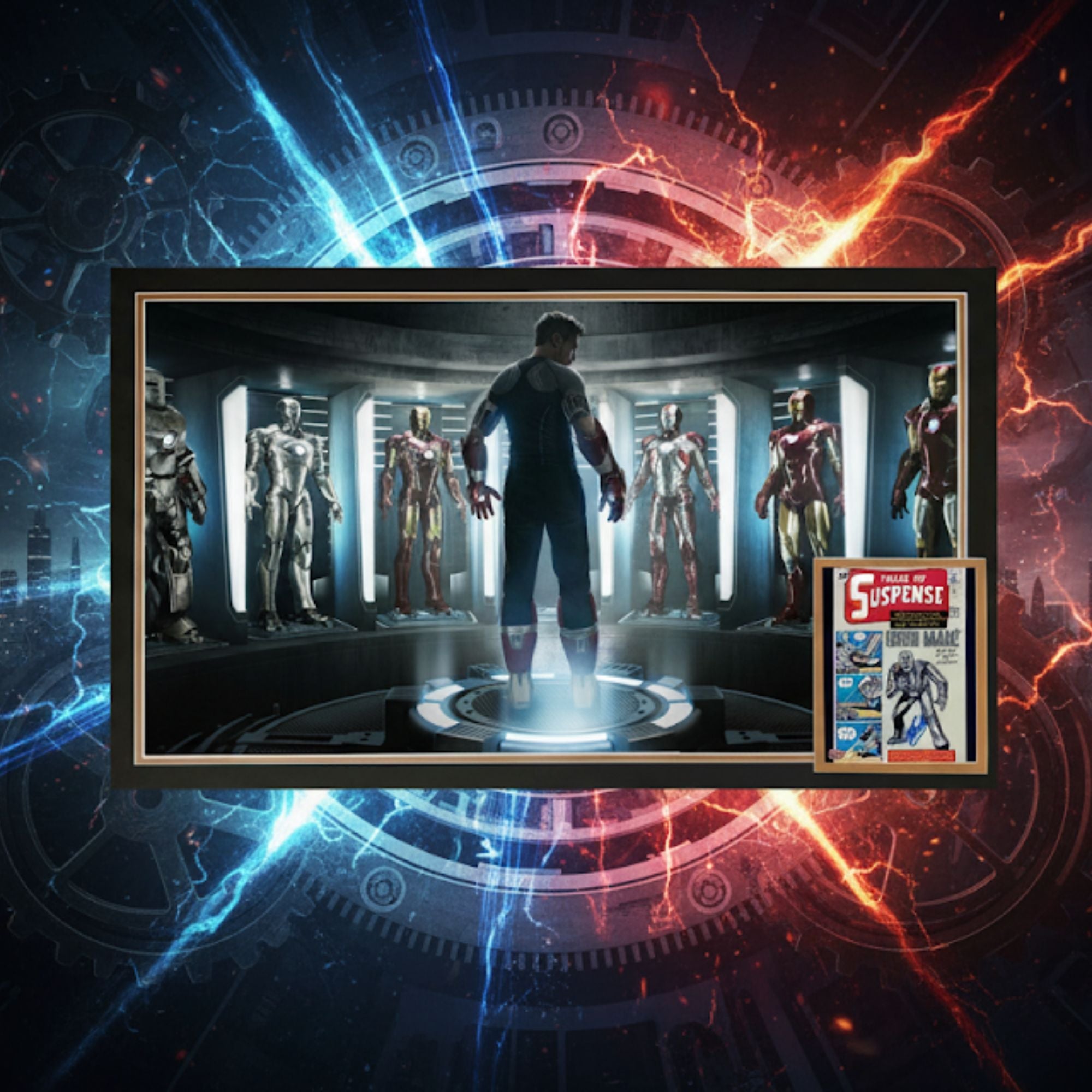 STAN LEE SIGNED IRON MAN FIRST APPEARANCE FRAMED  - MARVEL COLLECTIBLE 38"X28"