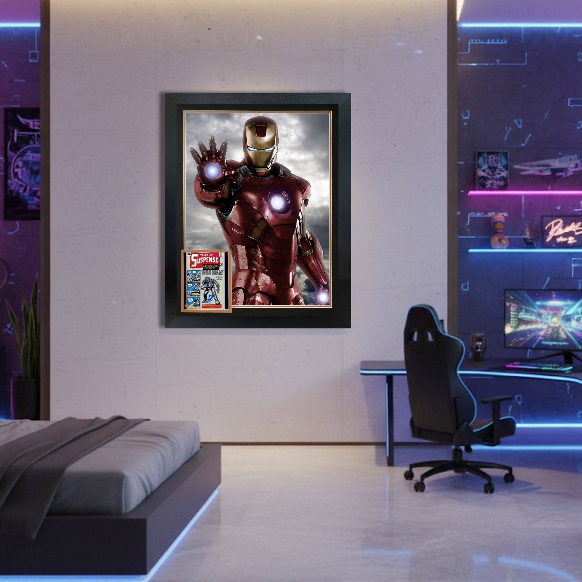 STAN LEE SIGNED IRON MAN FRAMED 38' BY 28' - Image 2