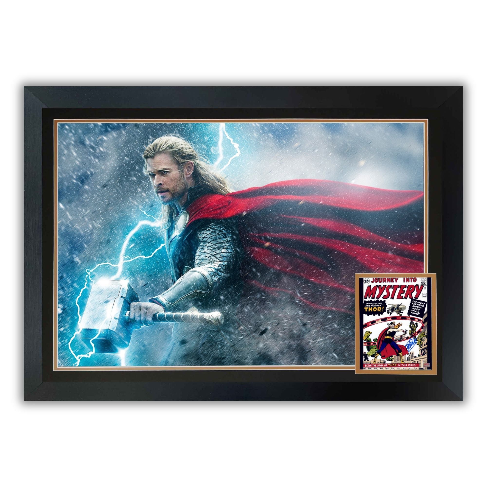 STAN LEE SIGNED THOR FIRST APPEARANCE FRAMED - MARVEL COLLECTIBLE 38'X28'