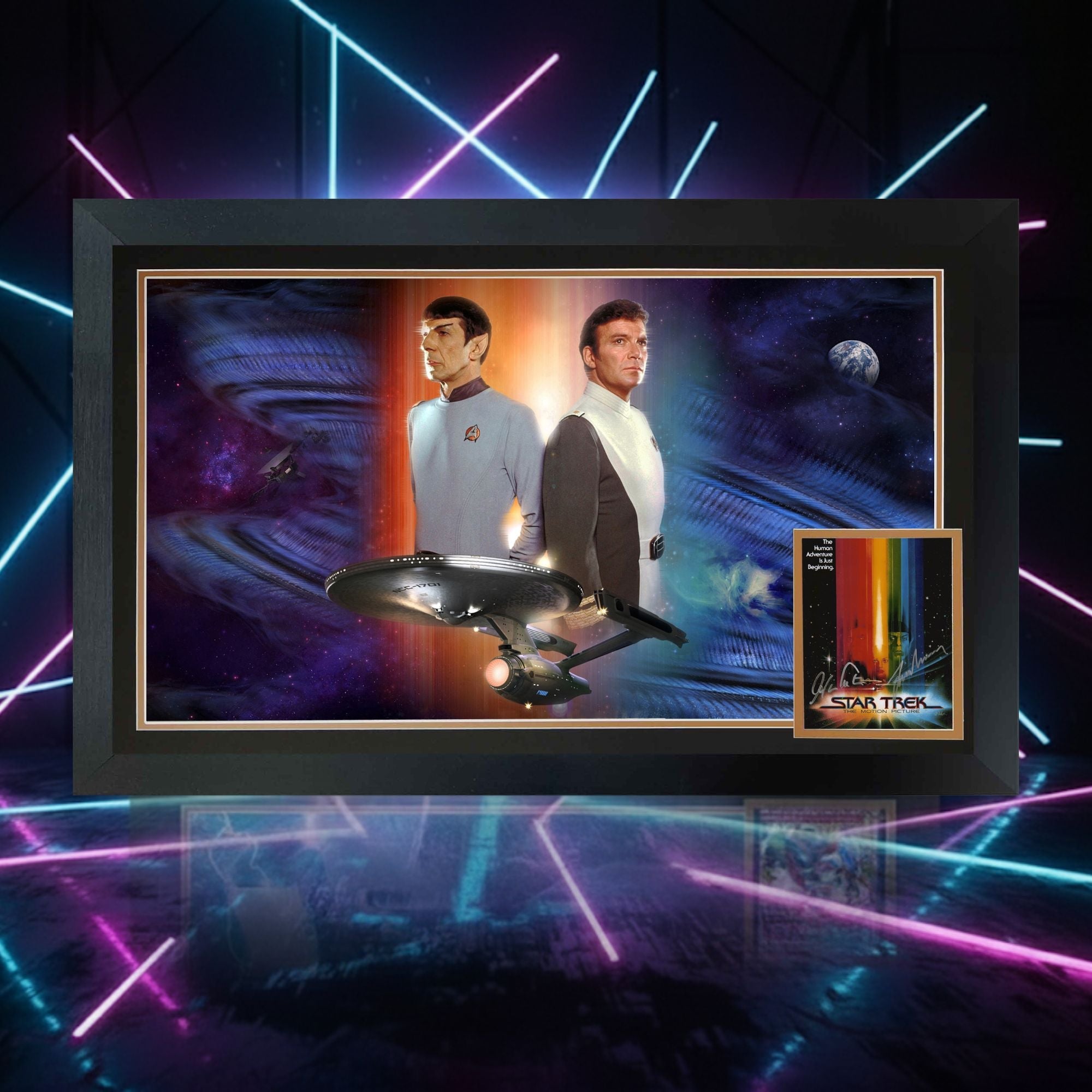 WILLIAM SHATNER & LEONARD NIMOY DUAL SIGNED: STAR TREK - KIRK & SPOCK 38'X28' - Image 2
