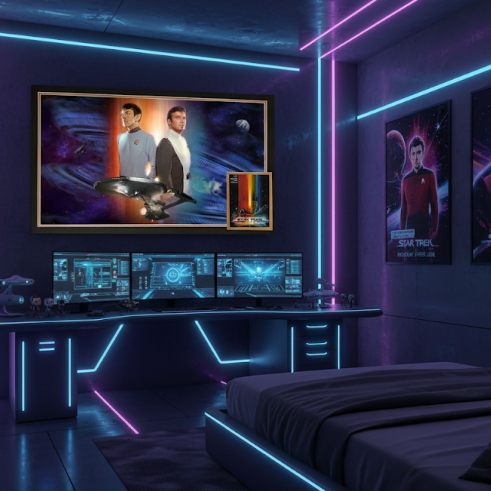 WILLIAM SHATNER & LEONARD NIMOY DUAL SIGNED: STAR TREK - KIRK & SPOCK 38"X28"