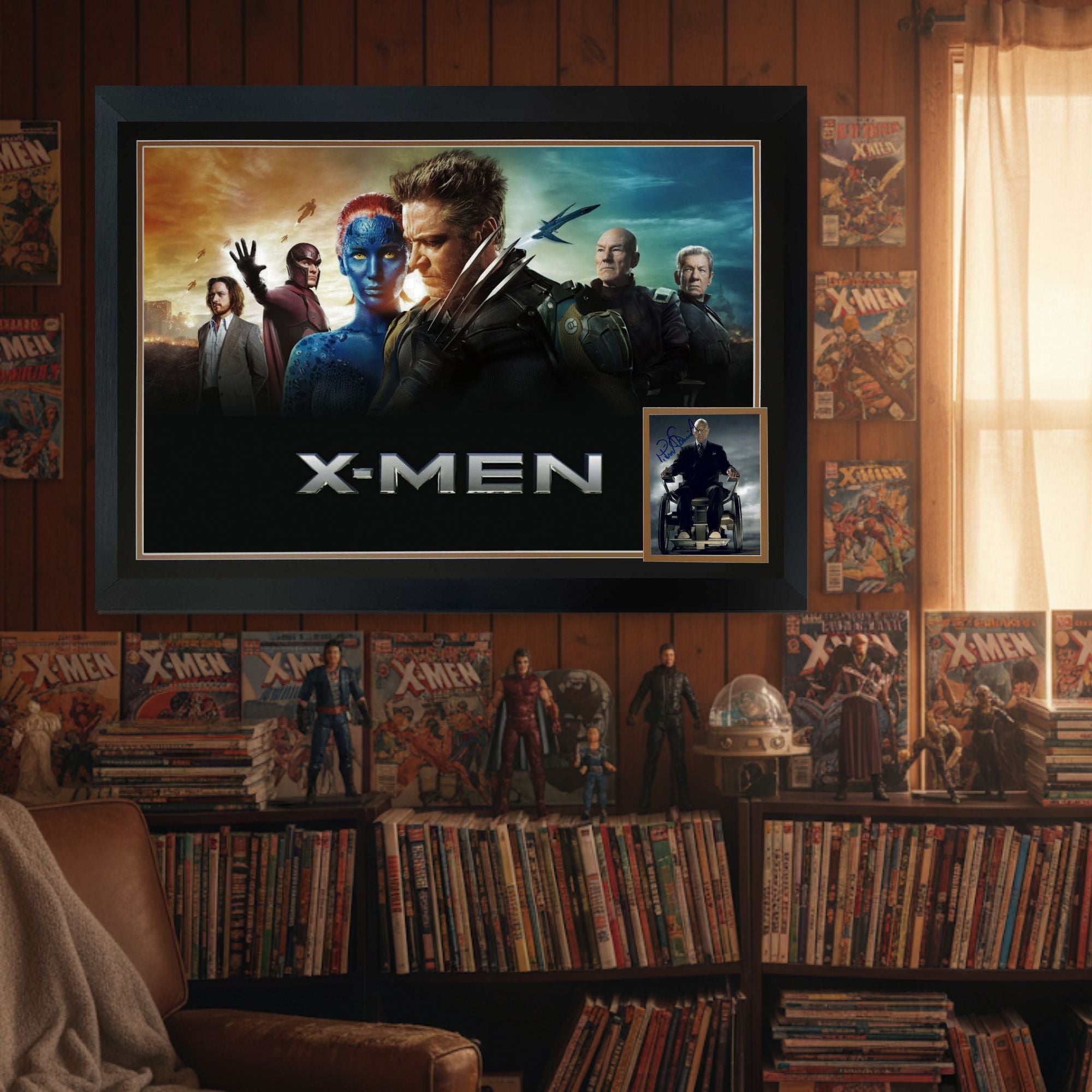 PATRICK STEWART SIGNED X-MEN PROFESSOR X FRAMED  - SCI-FI COLLECTIBLE 38'X28' - Image 2
