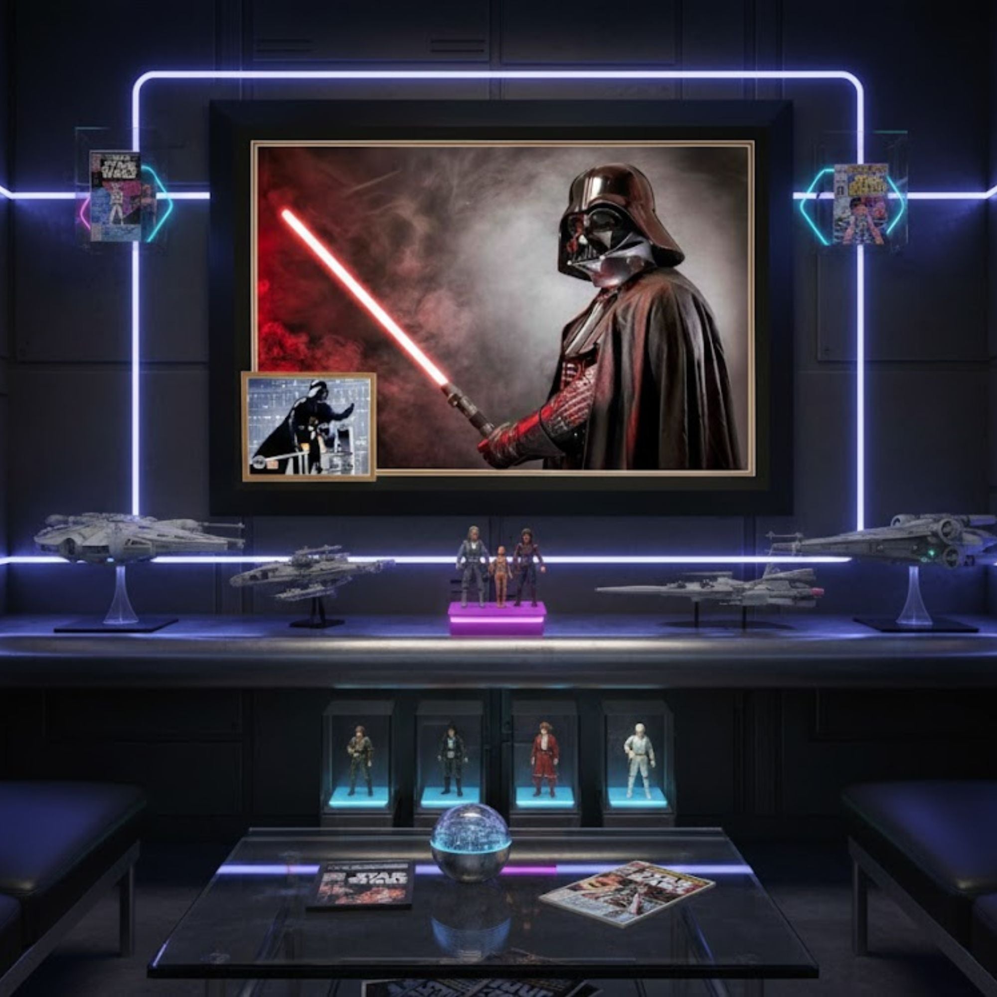 DAVID PROWSE SIGNED DARTH VADER FRAMED STAR WARS COLLECTIBLE (38.5" BY 28")