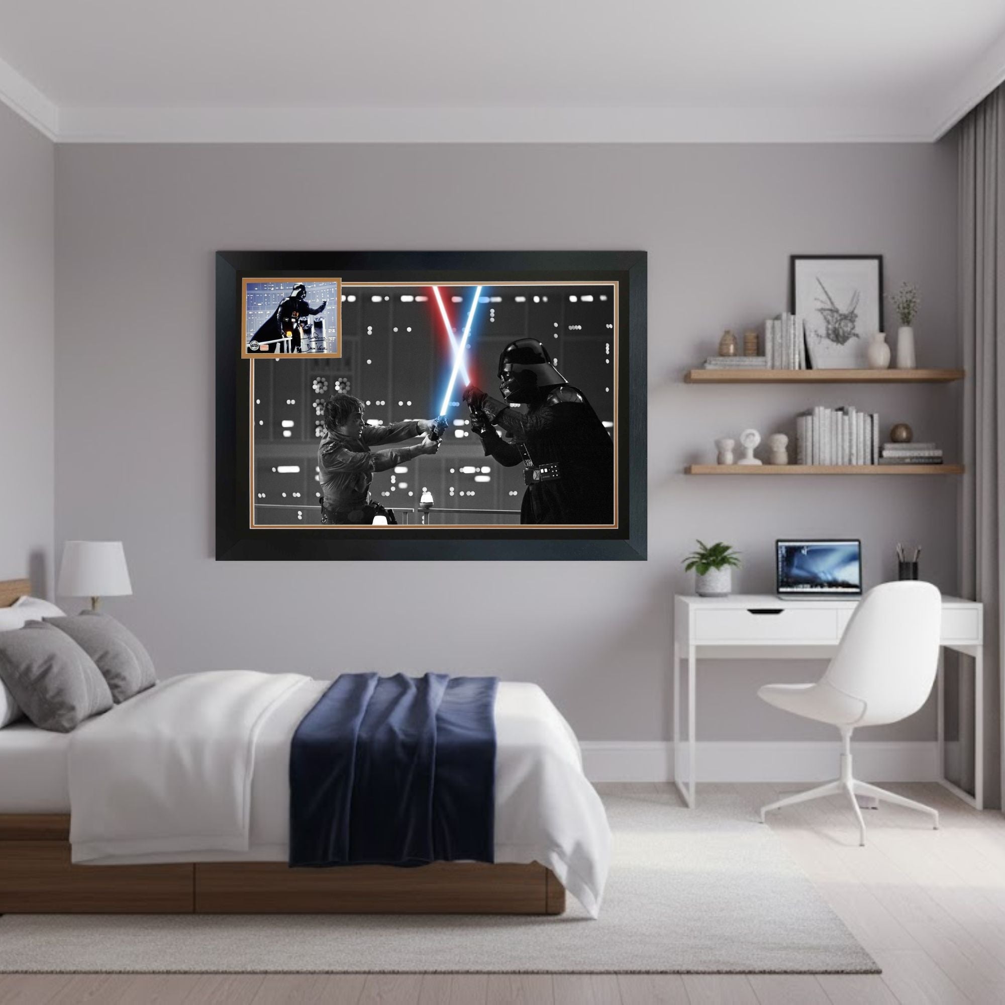 DARTH VADER VS LUKE SKYWALKER: DAVID PROWSE SIGNED - STAR WARS FRAME 38"X28"