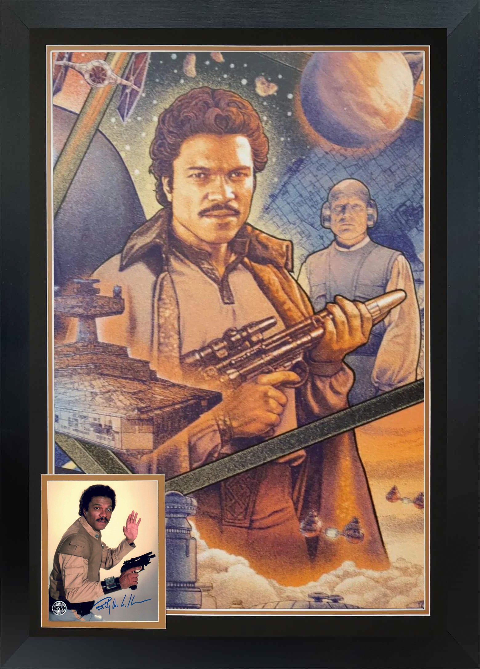 BILLY DEE WILLIAMS SIGNED LANDO CALRISSIAN ART COLLAGE - STAR WARS FRAME 38'X28'