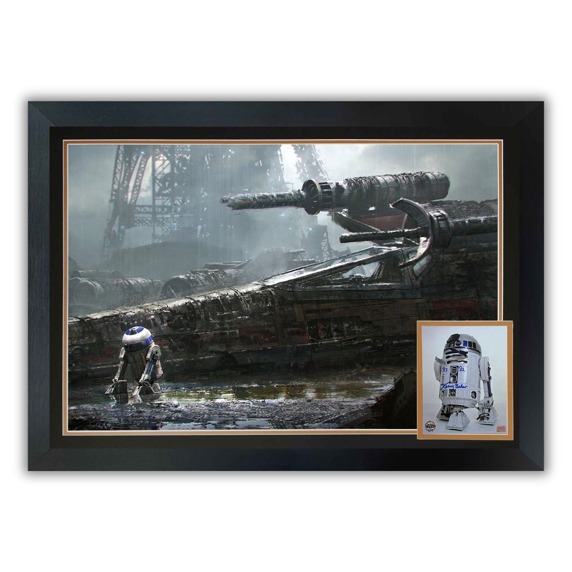 KENNY BAKER SIGNED R2-D2 FRAMED STAR WARS COLLECTIBLE (38.5' BY 28')
