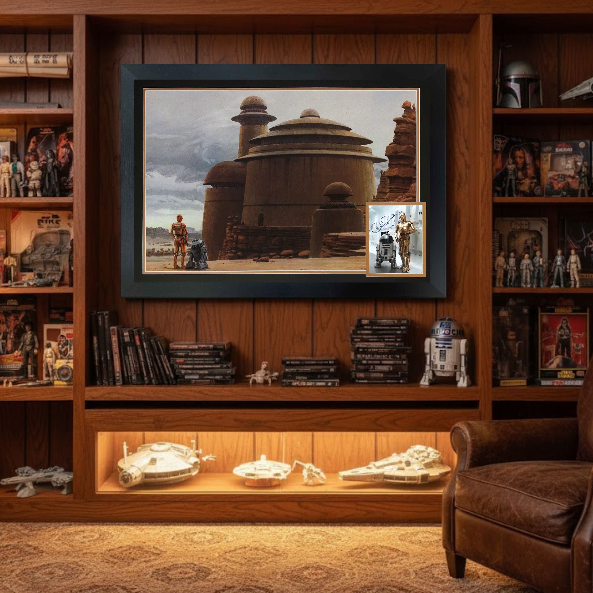 ANTHONY DANIELS SIGNED C-3PO & R2-D2 FRAMED STAR WARS - COLLECTIBLE (38.5"X28")