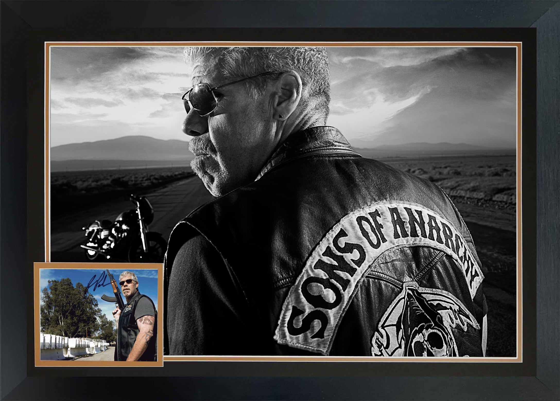 RON PERLMAN SIGNED SONS OF ANARCHY FRAMED DISPLAY - TV COLLECTIBLE (38.5'X28')