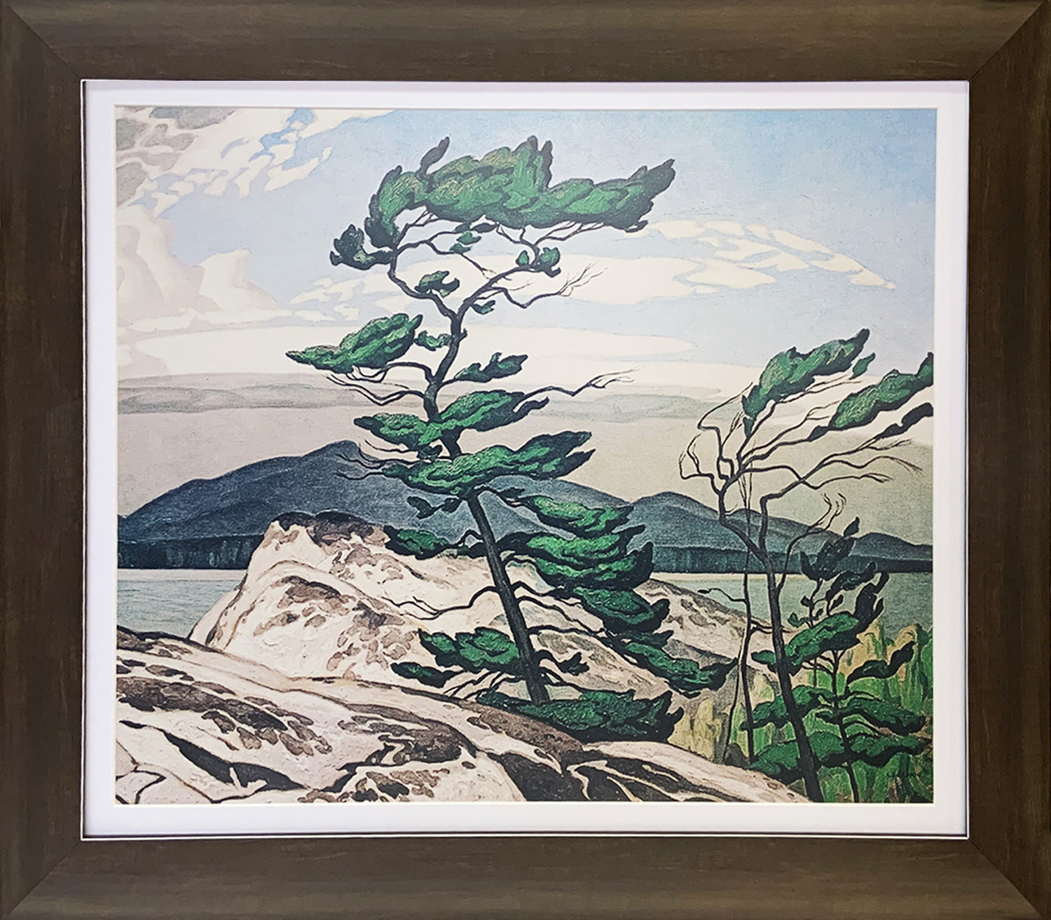 A.J. CASSON GROUP OF SEVEN 'WHITE PINE' FRAMED ART PRINT  - 28'X24'