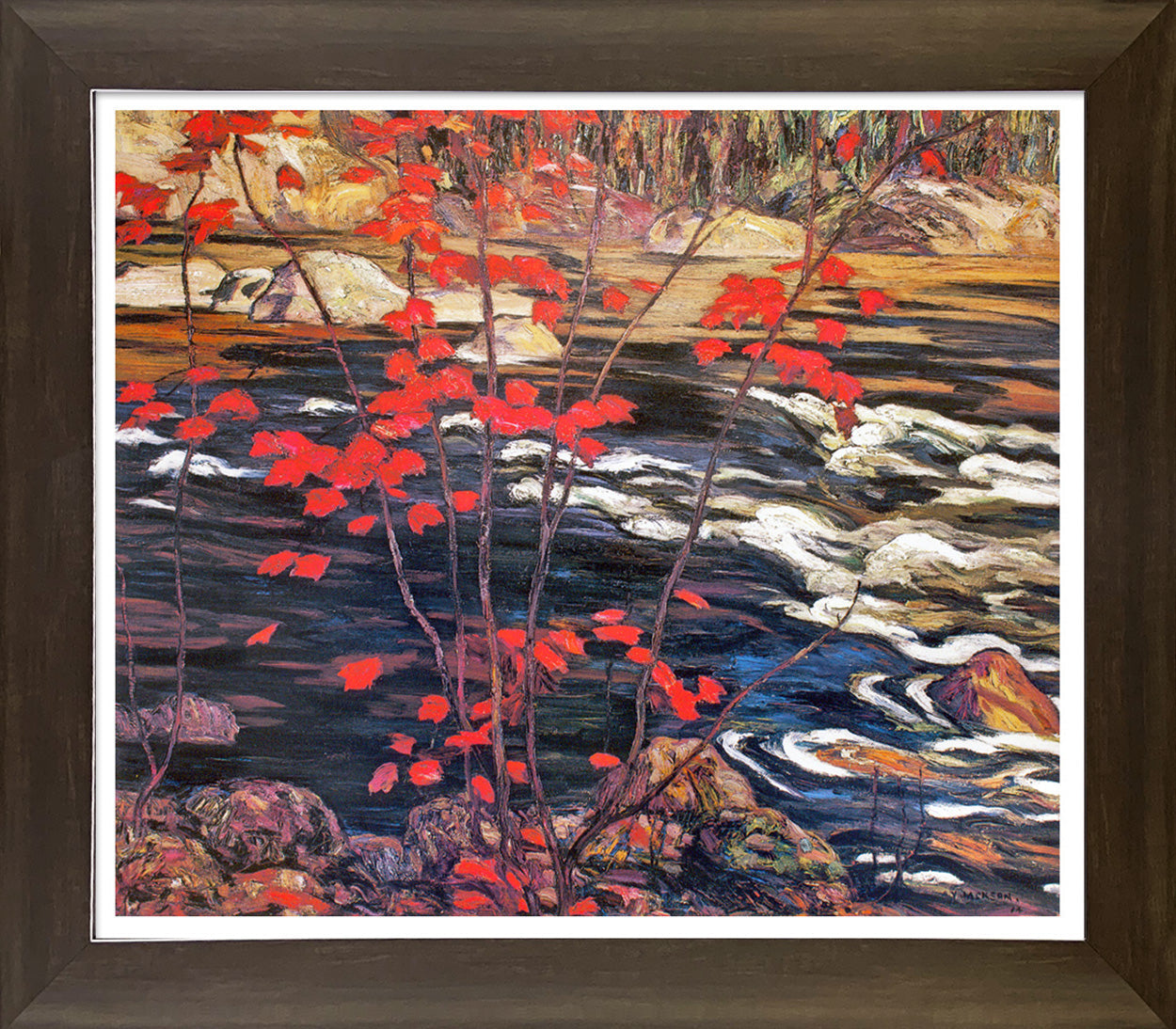 A.Y. JACKSON GROUP OF SEVEN 'RED MAPLE' FRAMED ART PRINT  - 28'X24'