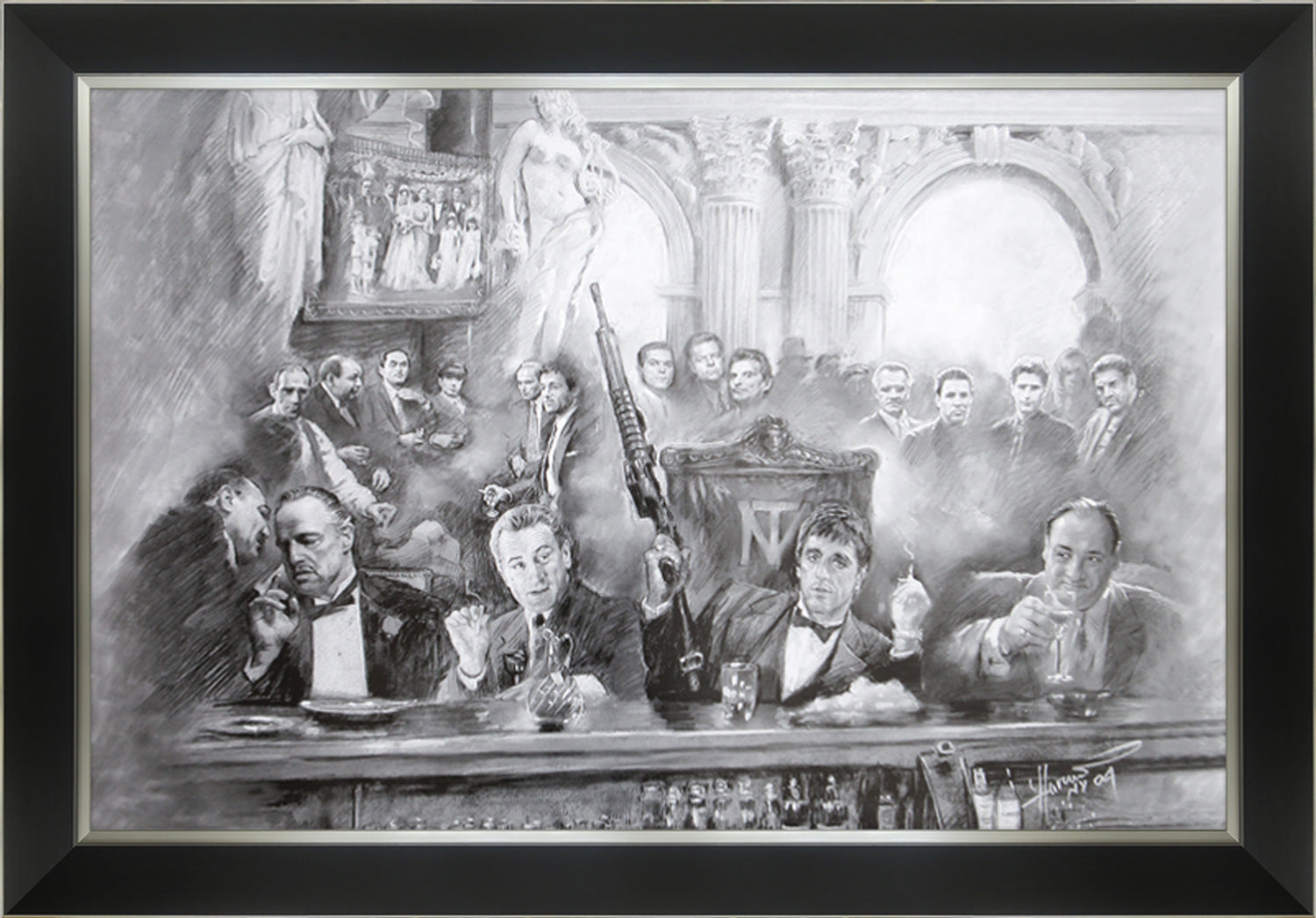 CLASSIC MAFIA BOSSESBRANDO, DENIRO, PACINO, GANDOLFINI - GANGSTERS 33.5'X23.5'