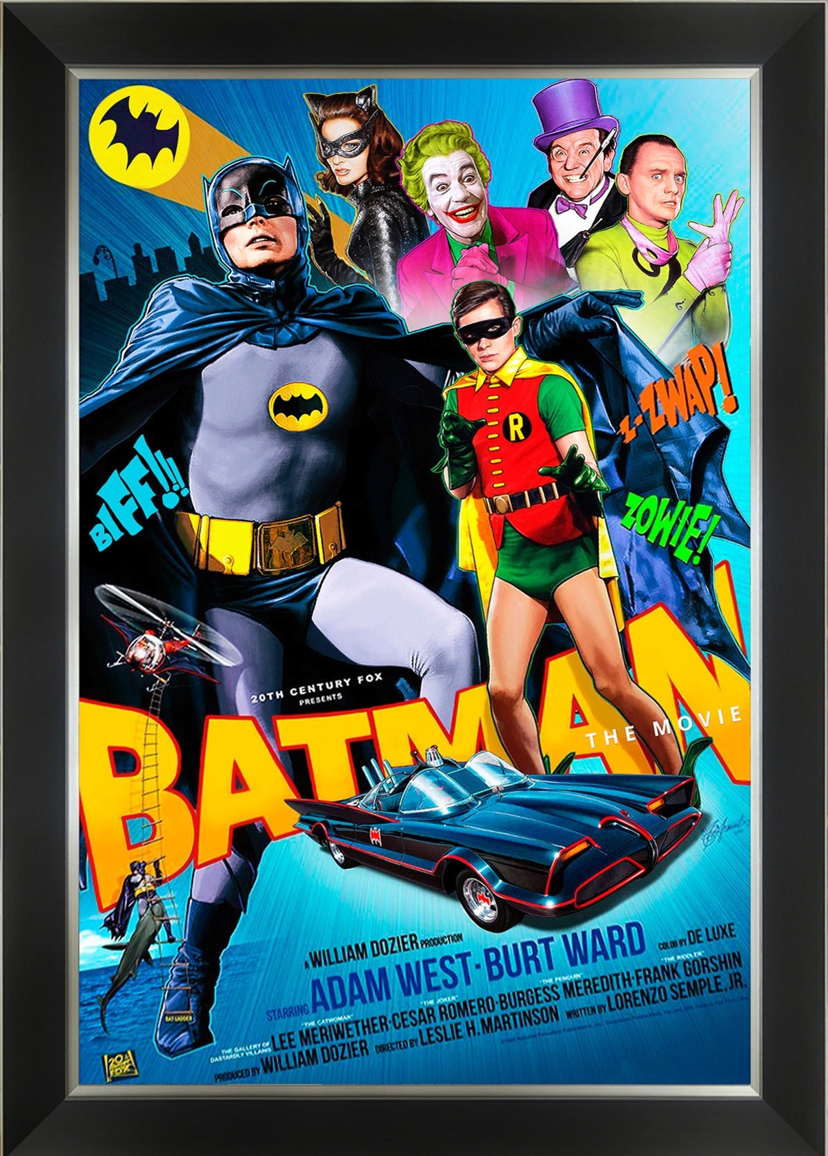 BATMAN THE MOVIE - ADAM WEST - BURT WARD - FRAMED ART PRINT (33.5' BY 23.5')