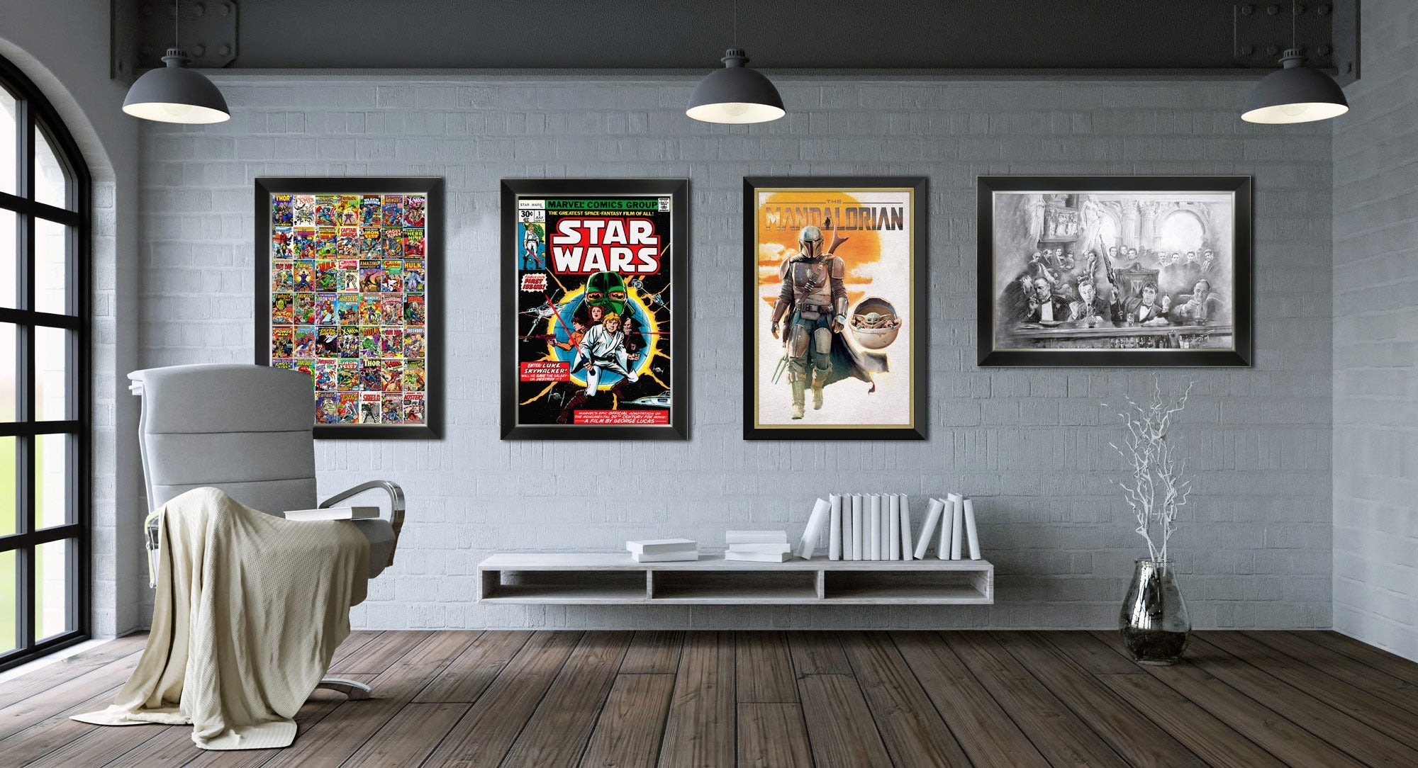 MARVEL & DC SUPERHEROES LUNCH ATOP A SKYSCRAPER - FRAMED ART REPRINT 33.5'X23.5' - Image 2