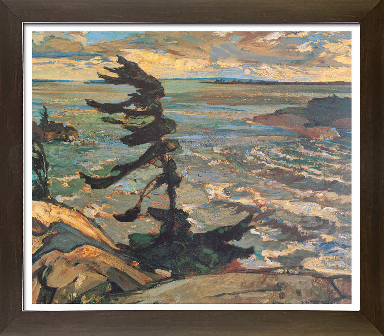 FREDERICK VARLEY GROUP OF SEVEN STORMY WEATHER ART PRINT  - FRAMED 28'X24'