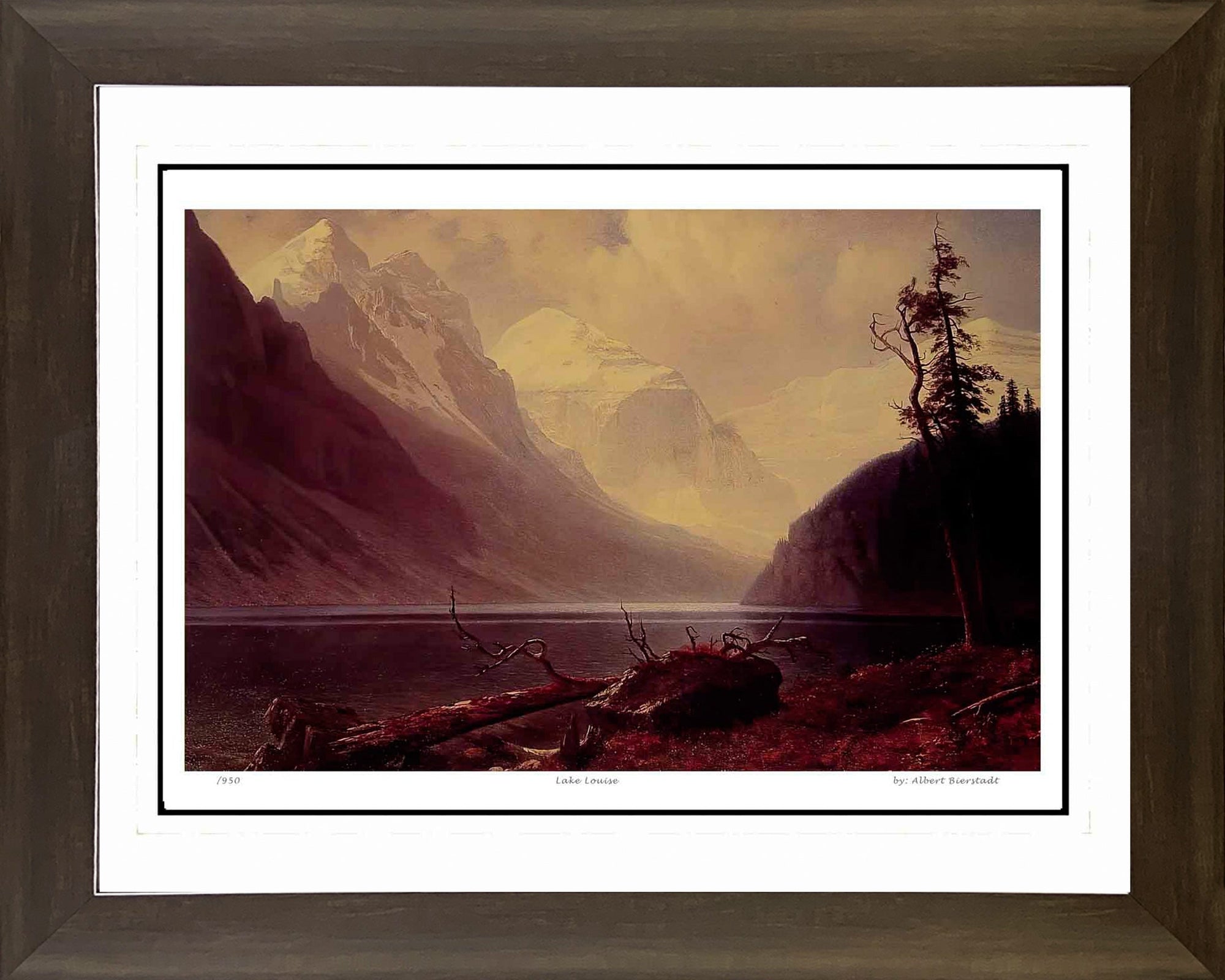 ALBERT BIERSTADT 'LAKE LOUISE' HUDSON RIVER SCHOOL - FRAMED ART PRINT 30'X24'