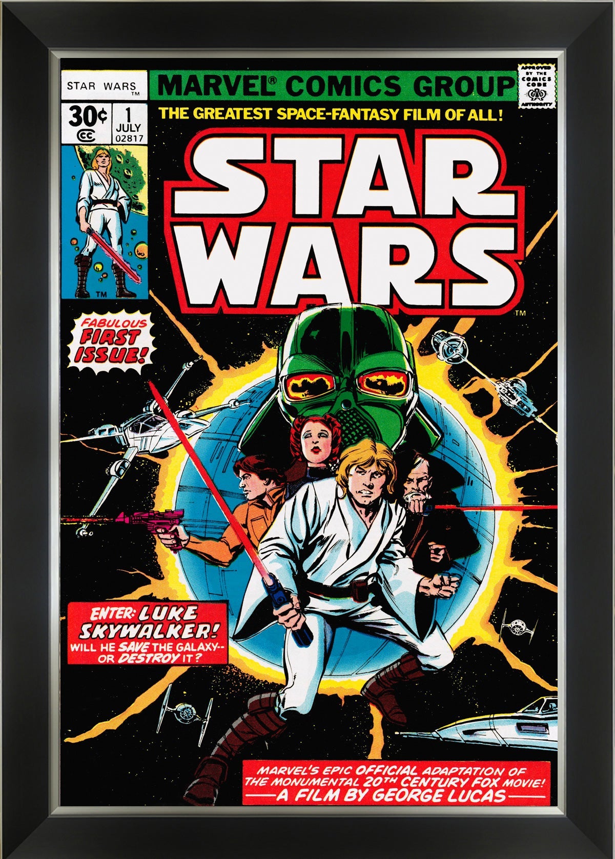 STAR WARS MARVEL COMICS FIRST ISSUE COVER ART - FRAMED ART PRINT (33.5'X23.5')